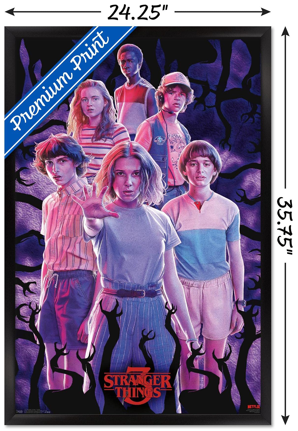 Trends International Stranger Things Season 3 Wall Poster, 22.375" x 34", Black Framed Version, Model FR17293BLK22X34