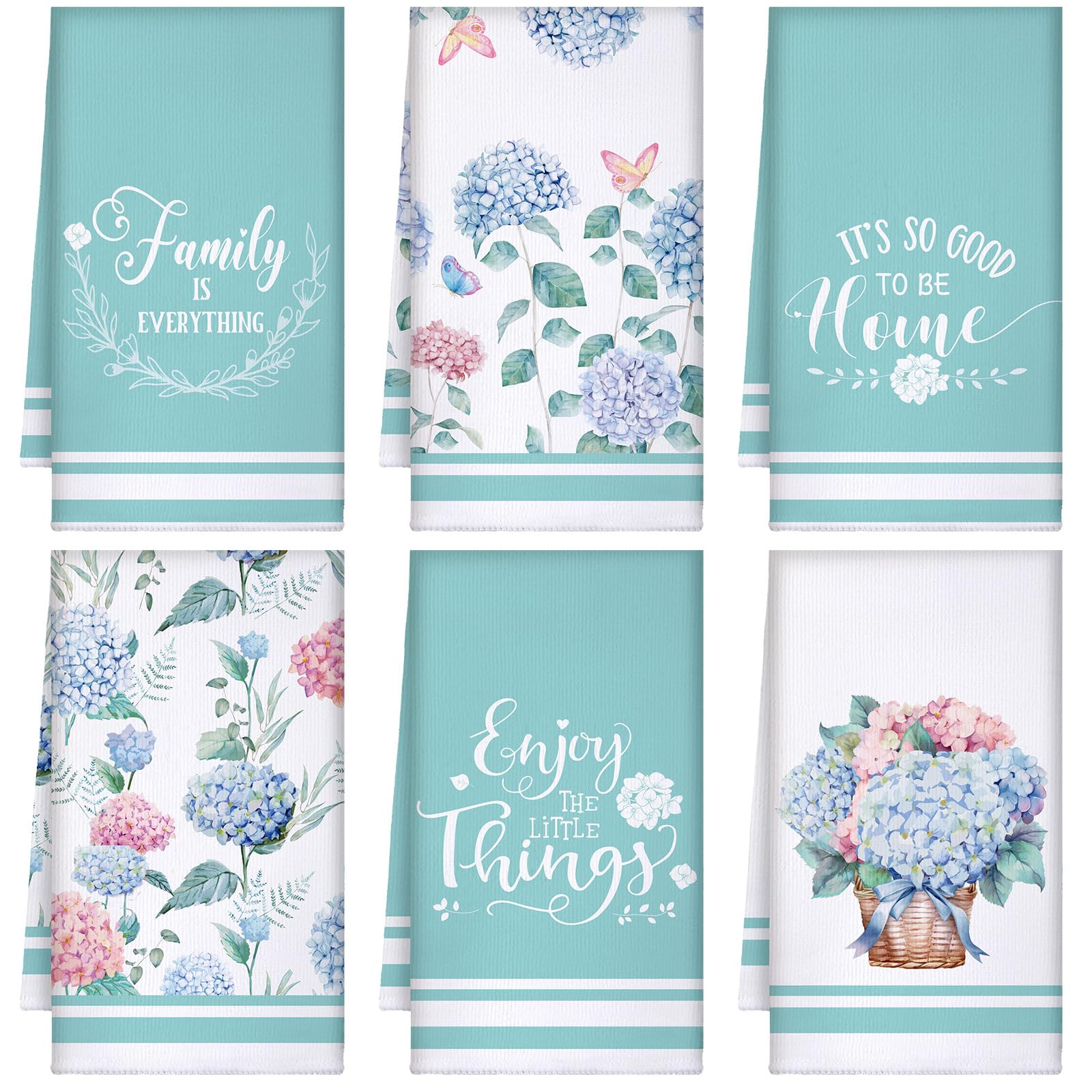 Boyiee Set Of 6 Hydrangeas Kitchen Towels Spring Tea Towels Absorbent Dish Towels 24 X 16 Inches Kitchen Gifts Hand Towels Hydra