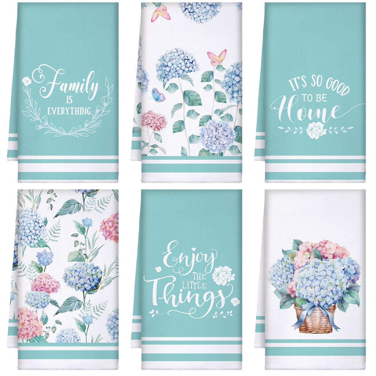 Boyiee Set Of 6 Hydrangeas Kitchen Towels Spring Tea Towels Absorbent Dish Towels 24 X 16 Inches Kitchen Gifts Hand Towels Hydra