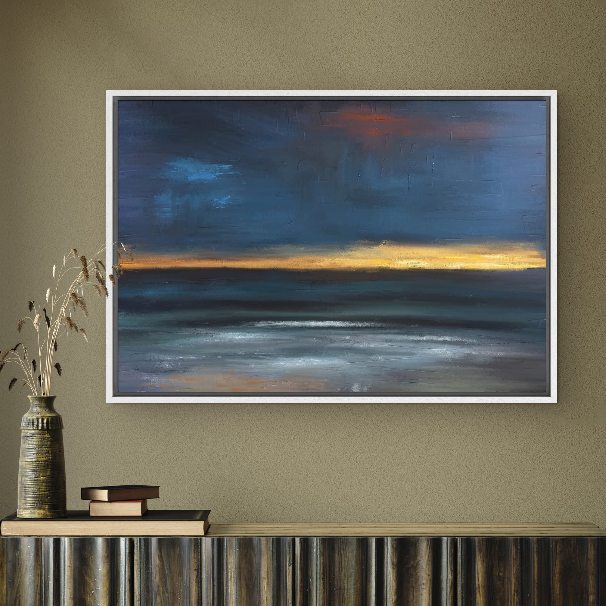 SIGNWIN Framed Canvas Wall Art Colorful Abstract Canvas Prints Home Artwork for Living Room Bedroom - 16''x24'' White