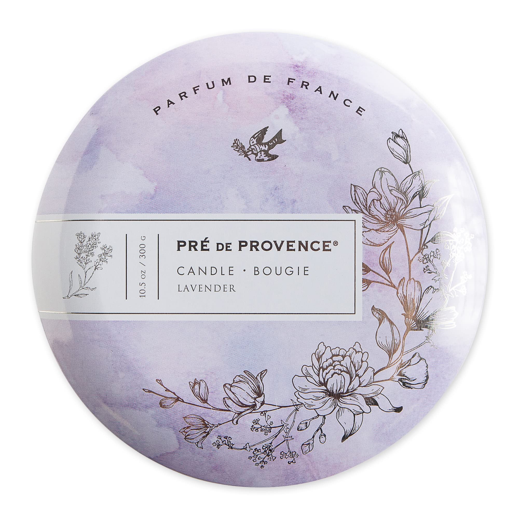 Pre de Provence Heritage Home Fragrance Collection Three Wick Candle Tins, 10.5 oz, Lavender