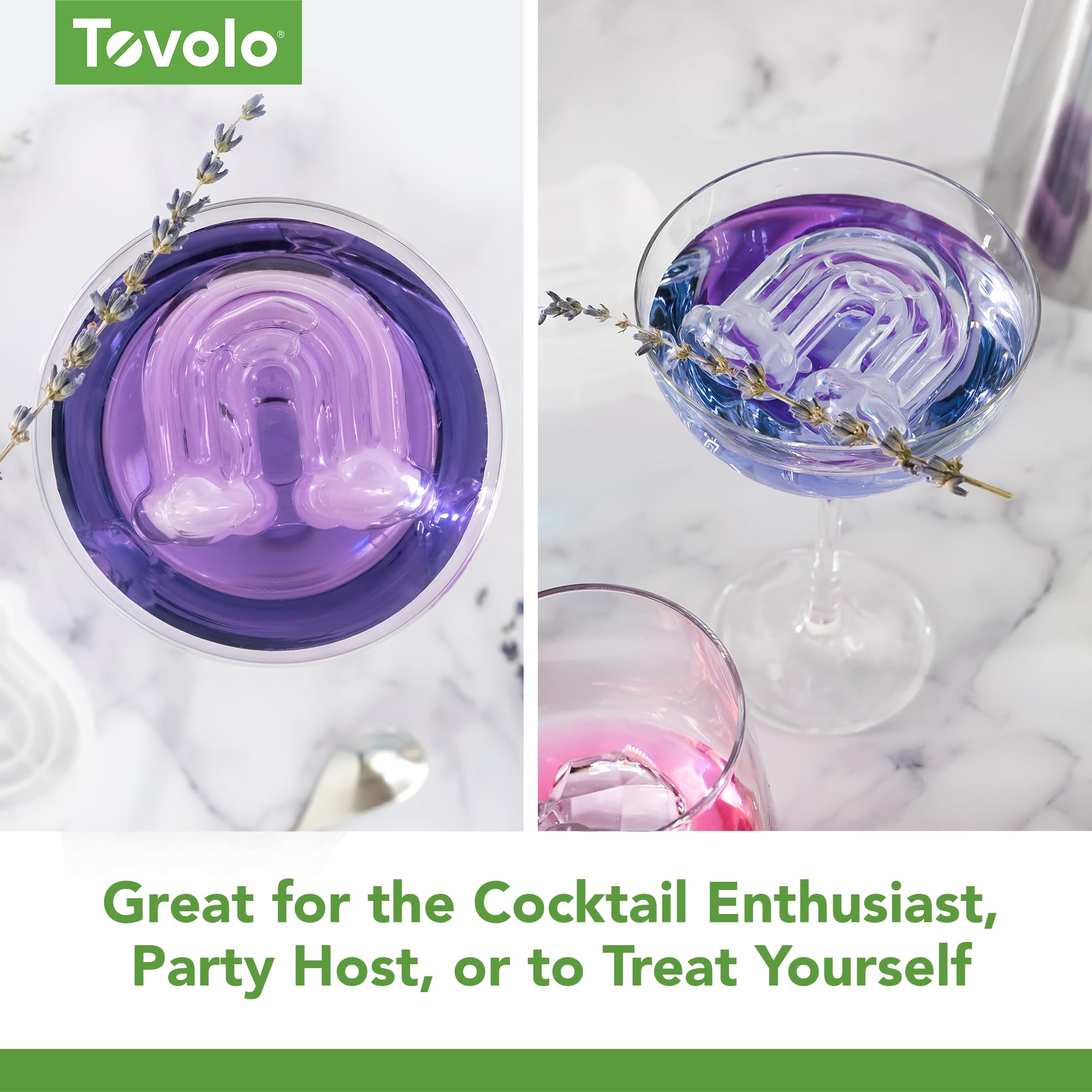 Tovolo Rainbow Shaped Ice Molds, Set Of 2 - Large Rainbow Ice Mold Gift - Unique Ice Mold Chills Drinks - Odor-Free Freezer Stor