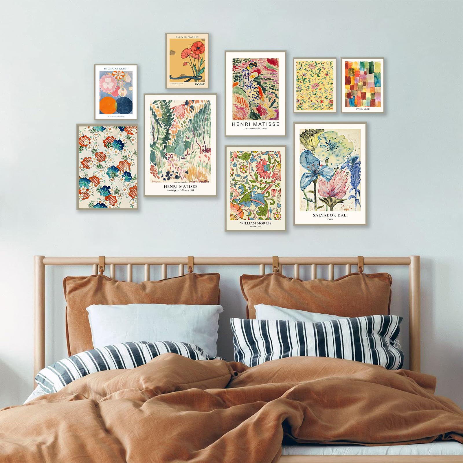Colorful Eclectic Wall Art Prints, Kbkbart 9 Pcs Vintage Eclectic Wall Decor Matisse William Morris Flower Market Maximalist Ecl
