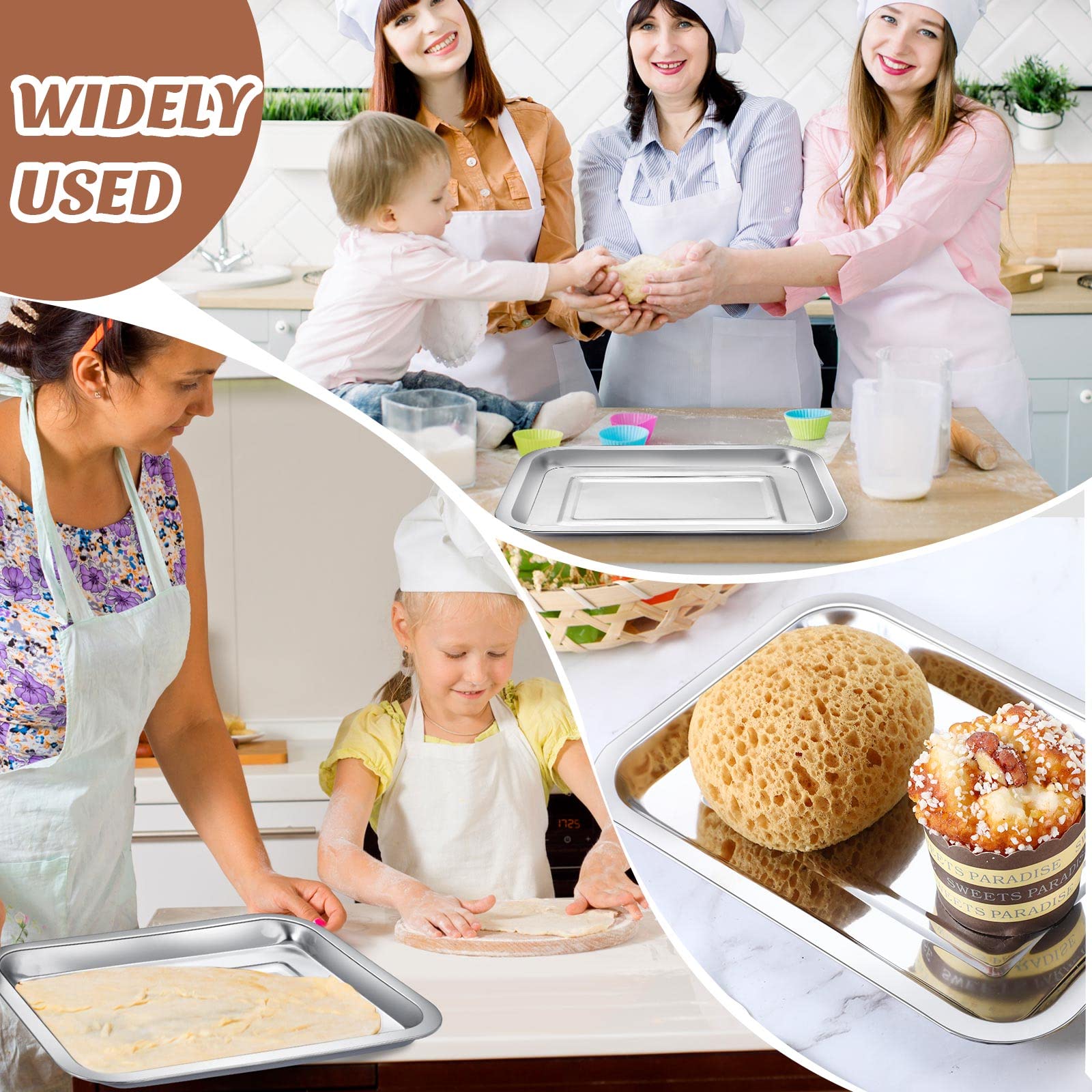 20 Pieces Baking Sheets Baking Tray For Oven Stainless Steel Nonstick Cookie Sheet Baking Pan Toaster Oven Tray 11 X 8 X 0.8 Inc
