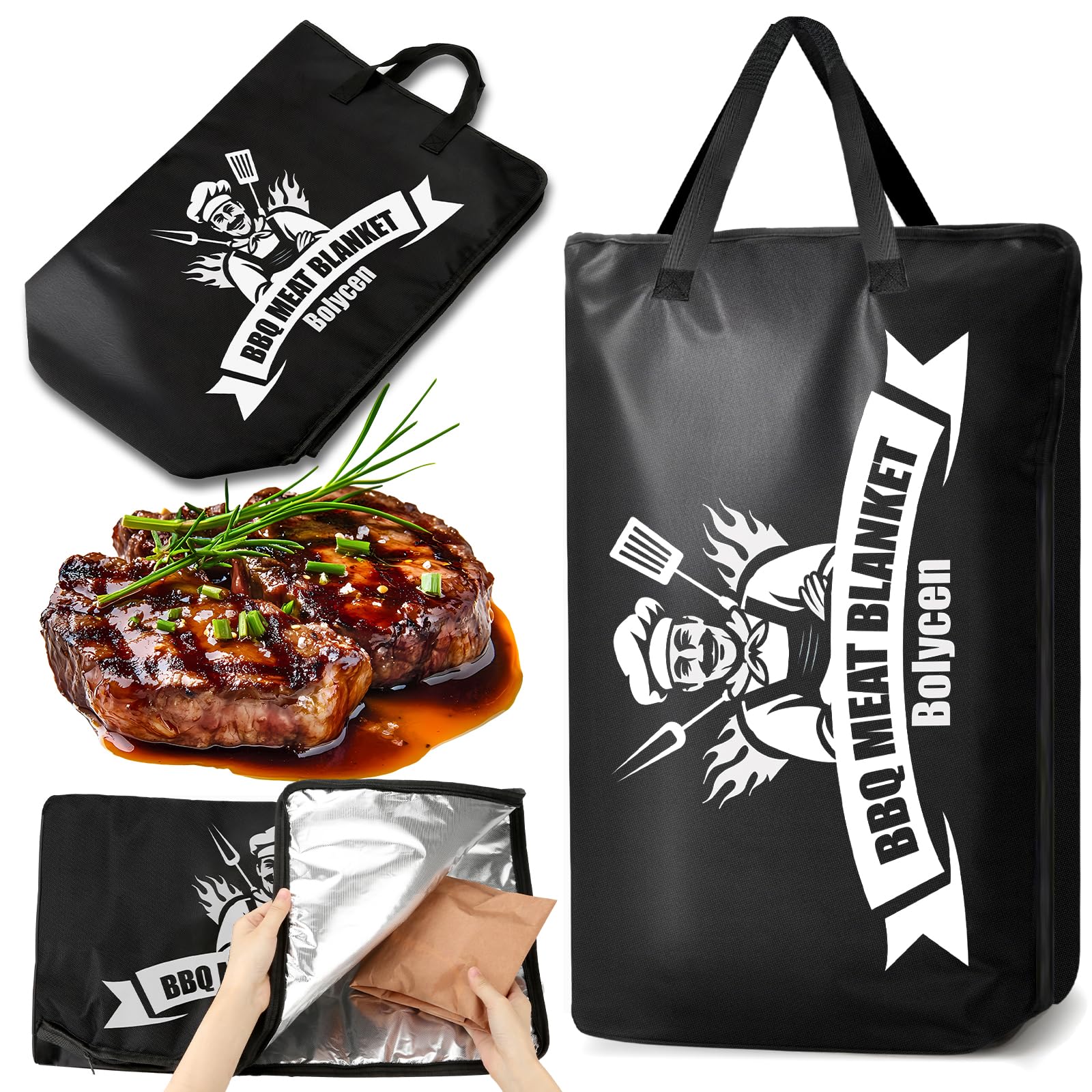 Upgraded BBQ Blanket for Resting Meat - Smoker Accessories Brisket Blanket - Insulated Meat Resting Bag with Wide Mouth for Stea