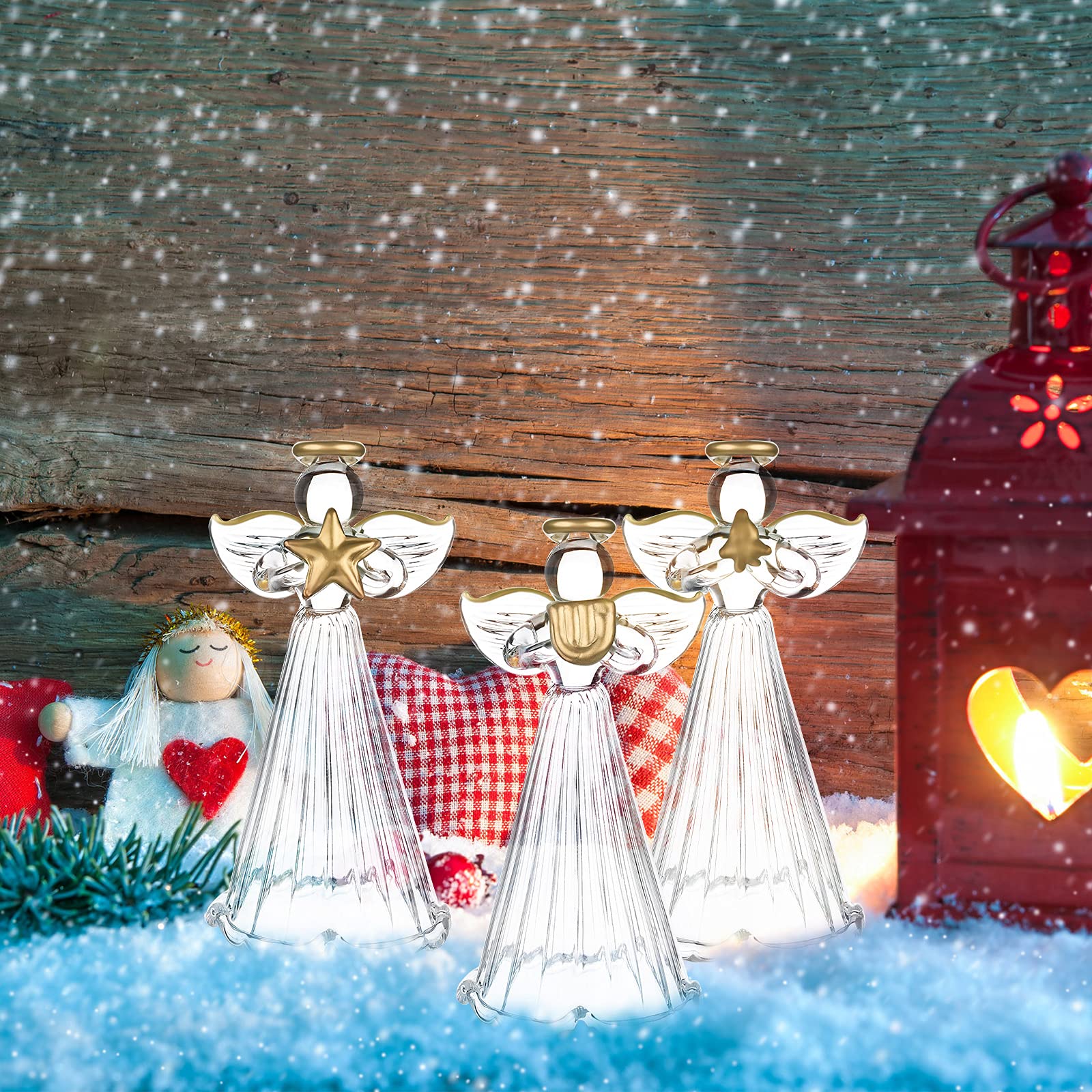 Jetec 48 Pcs Christmas Glass Angel Ornaments Spun Angels Glass Clear Mini Hanging Tree Ornaments Xmas Clear Hanging Decor for Ch