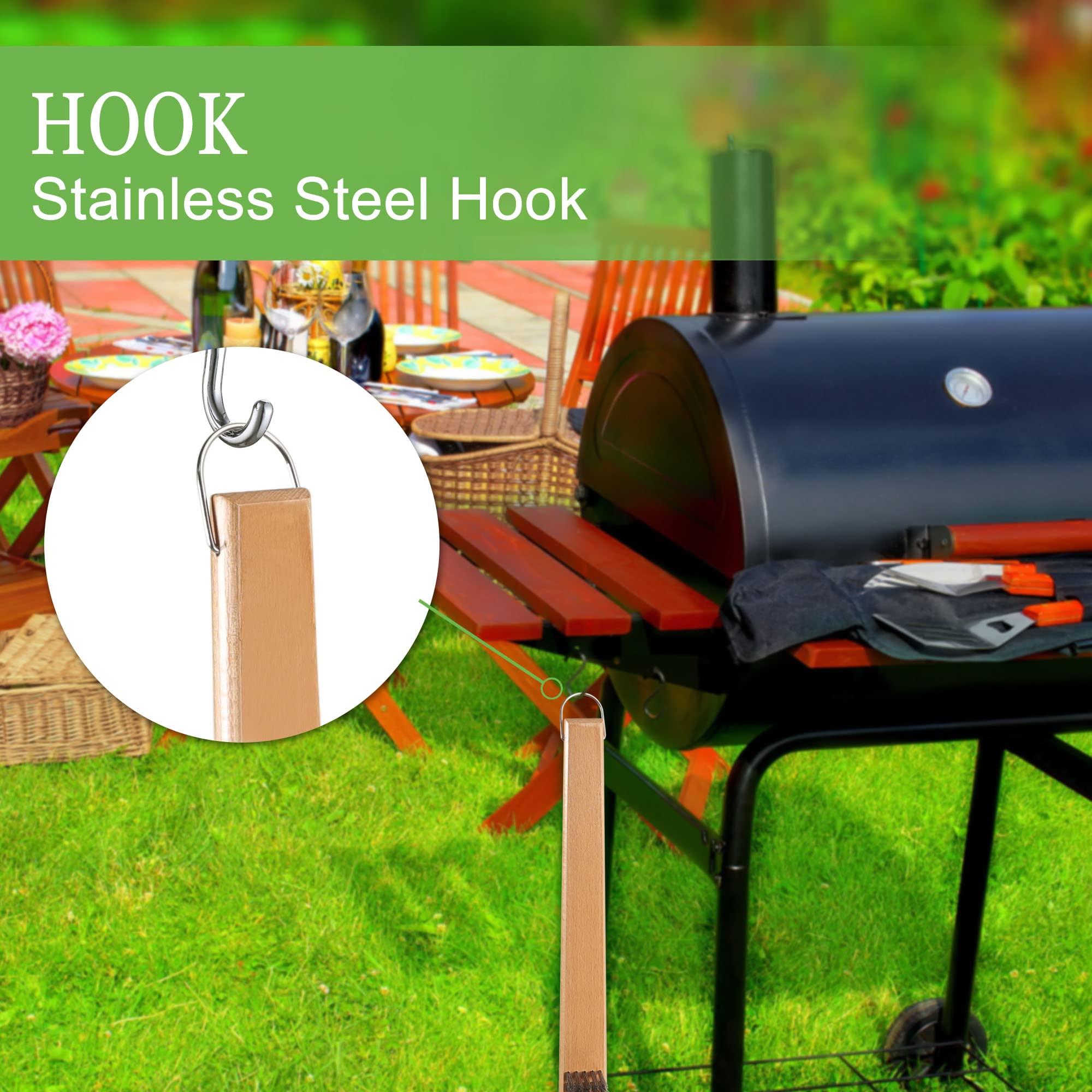 Lrui Pizza Oven Brush,Stainless Steel Wire Oven Brush With Wooden Handle,Outdoor Pizza Oven Tool.