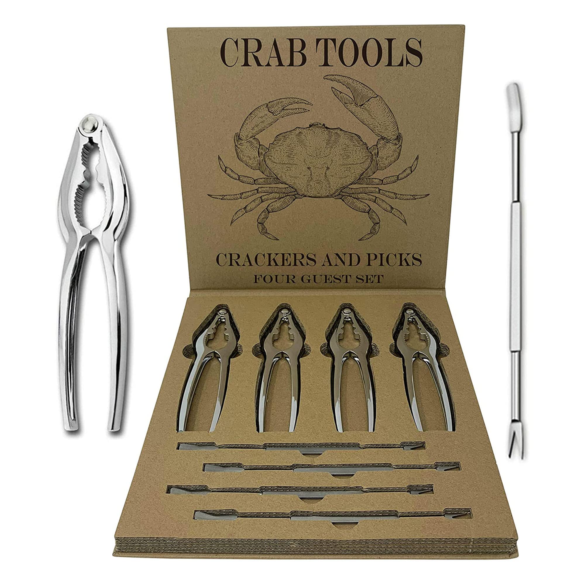 Crab Leg Crackers And Picks, Set Of 4 Easy-To-Use Lobster Crackers & Stainless Steel Lobster Picks, Crab Crackers And Tools, Sea