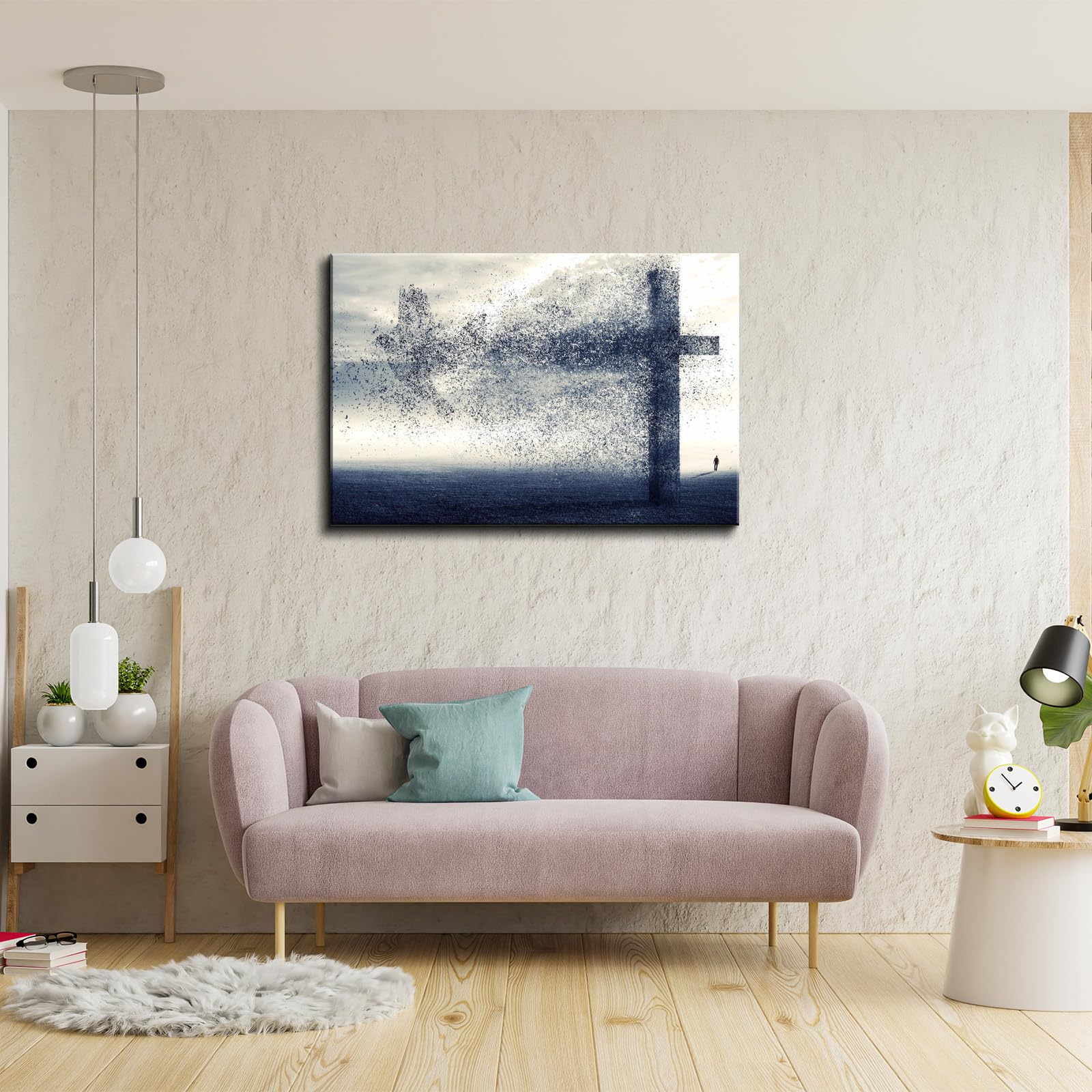 Yonica Jesus Wall Decor, Christian Cross Wall Home Posters, Judah Religious Lord Prayer Bible Wall Art Framed Canvas 12''X18''(3