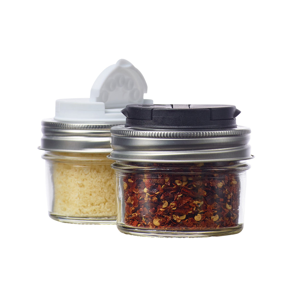 Jarware Spice Lids For Regular Mouth Mason Jars, Set Of 2, Black And White