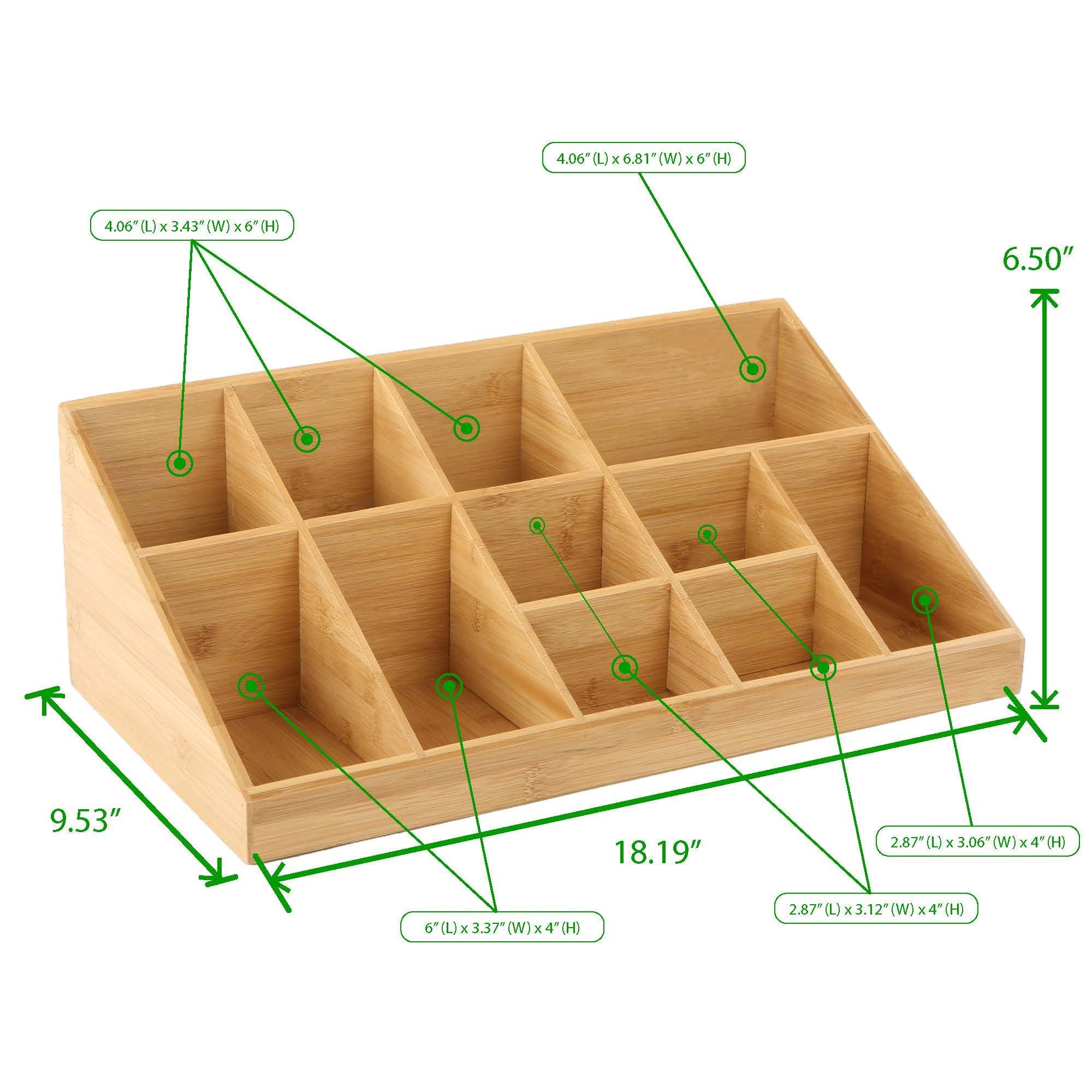 Mind Reader Condiment Station, Countertop Org, Coffee Bar Rayon From Bamboo Cup, 11 Compartment, Brown