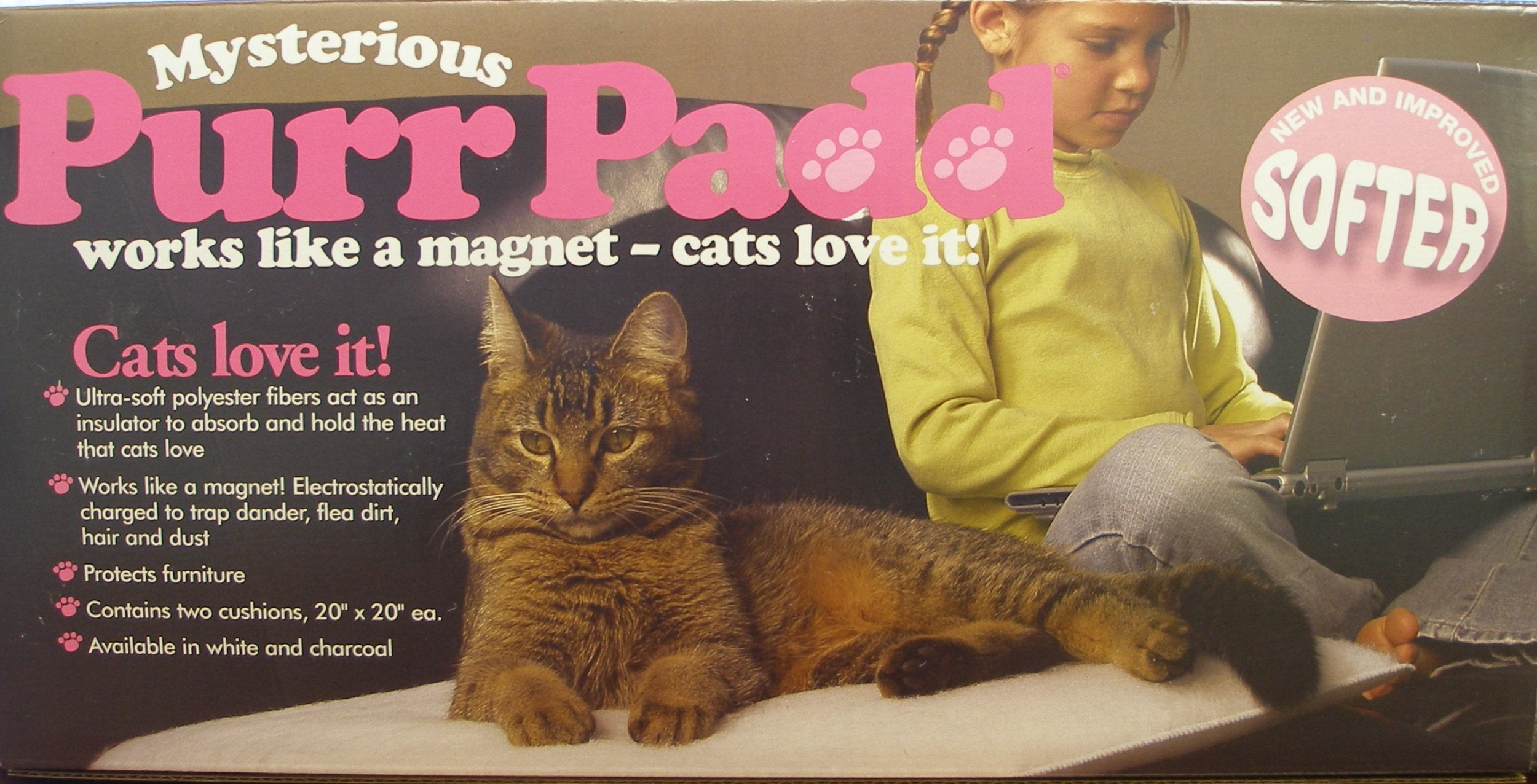 K. T. Manufacturing Mysterious Purr Padd Cat Cushion, White