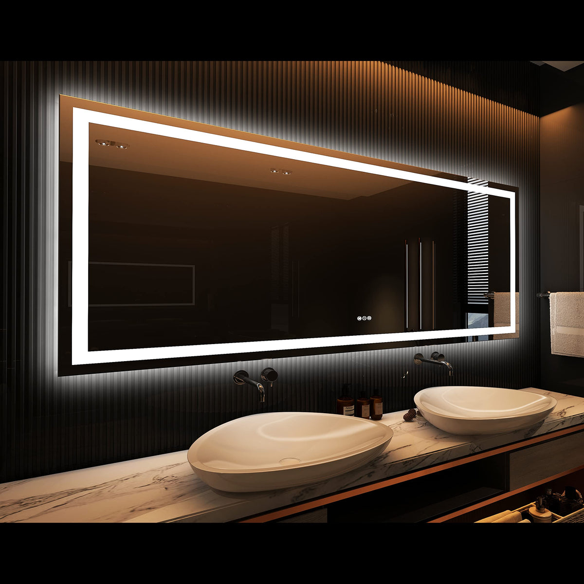 Amorho Led Bathroom Mirror 96''X 36'' With Front And Backlight, Large Dimmable Wall Mirrors With Anti-Fog, Shatter-Proof, Memory