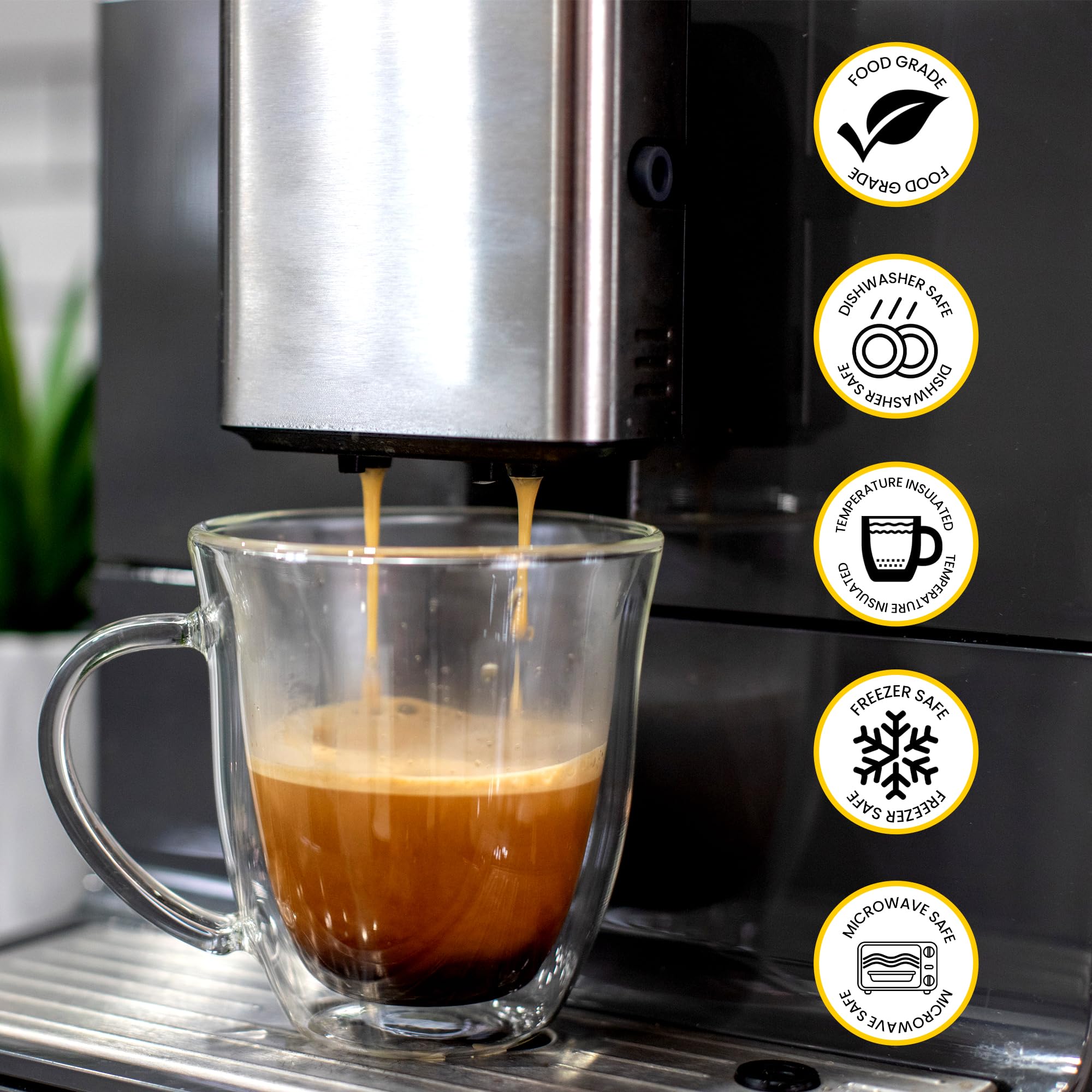 Ayl Double Wall Coffee Mugs With Handle (9Oz) - Insulated Glass Cups For Tea, Coffee, Cappuccino, Espresso & Latte - Elegant & C