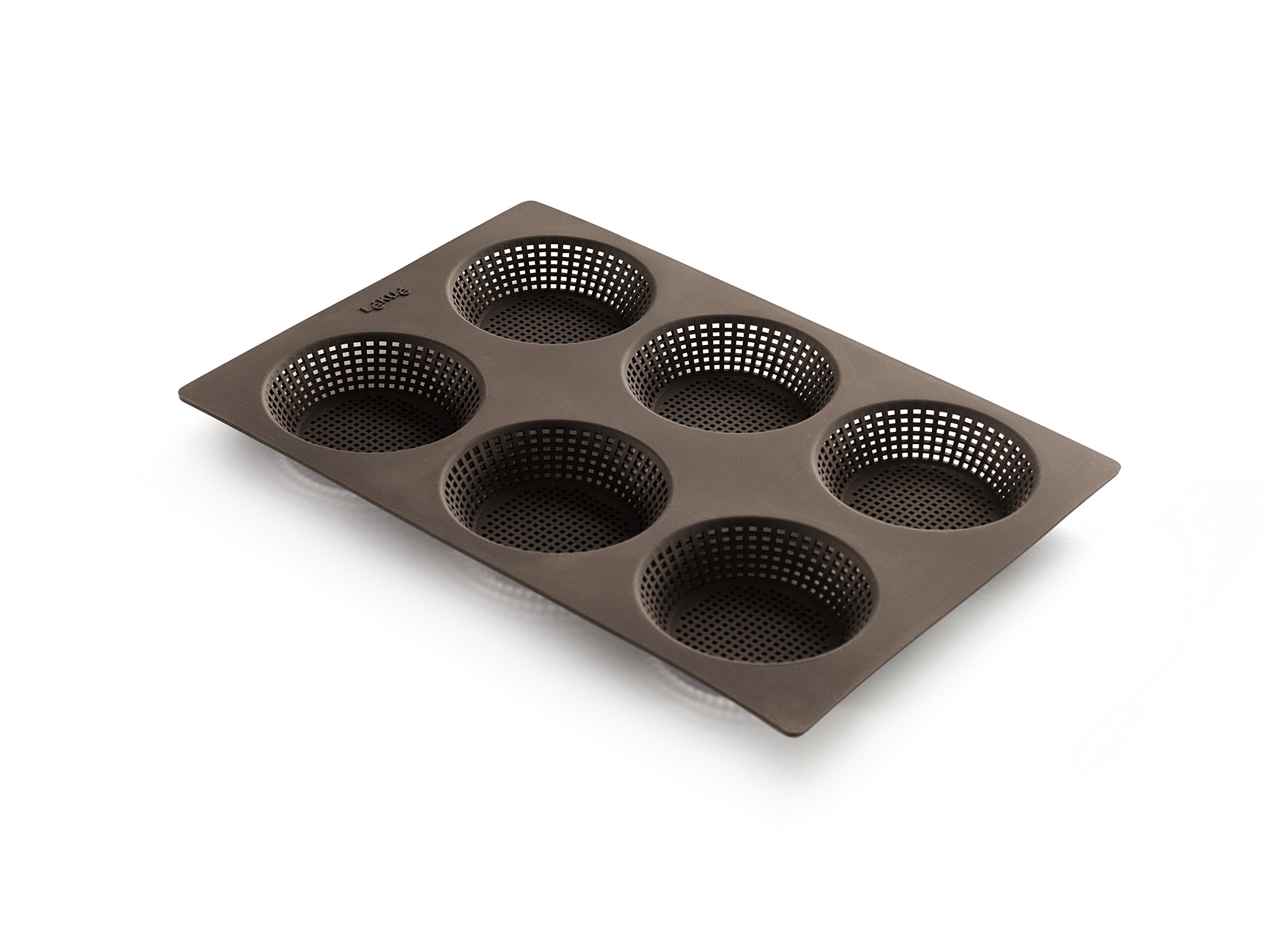 Lekue 6 Cavity Micro Perforated Round Roll Baking Pan, Brown