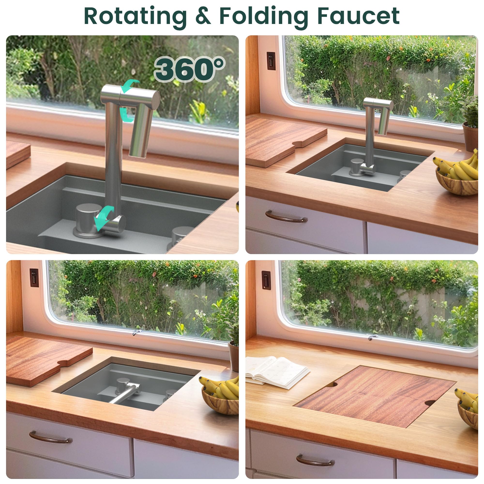 Torva Rv Kitchen Sink, 13 X 15 X 9 Inch Undermount Bar Sink 16 Gauge Stainless Steel Single Bowl Sink With Faucet Cutting Board,