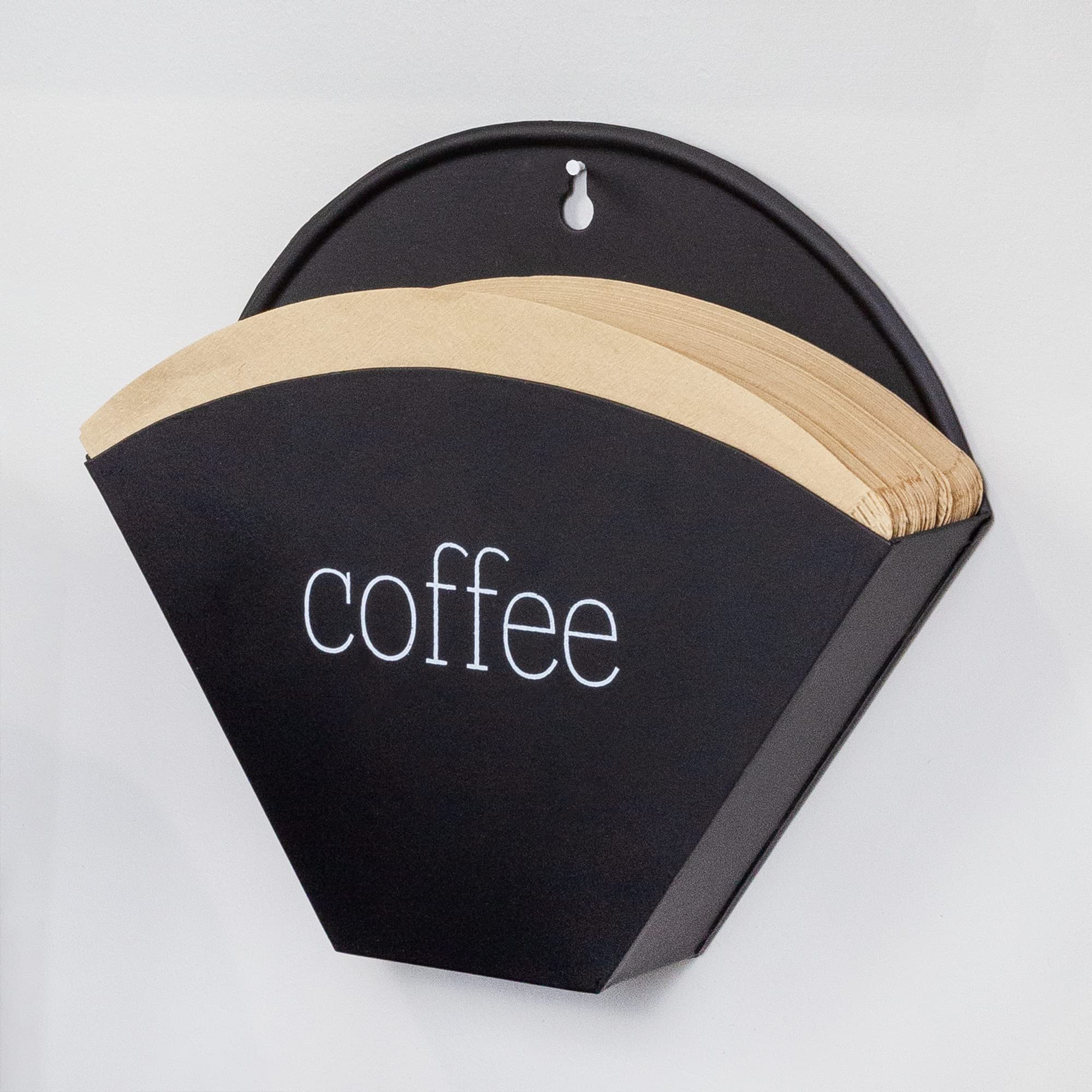 Auldhome Enamelware Cone Coffee Filter Holder (Black); Wall-Mount Modern Farmhouse Coffee Filter Bin