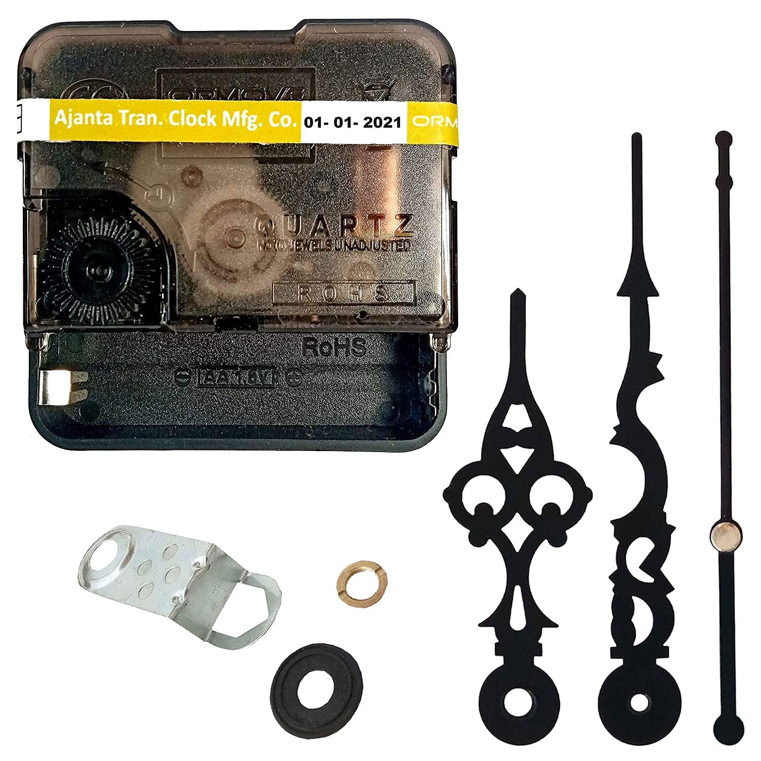 Ingo Creation Plastic Analog Ajanta Mfg. Quartz Battery Operated Ticking Movement Machine With Antique Needle Hands For Wall Clo