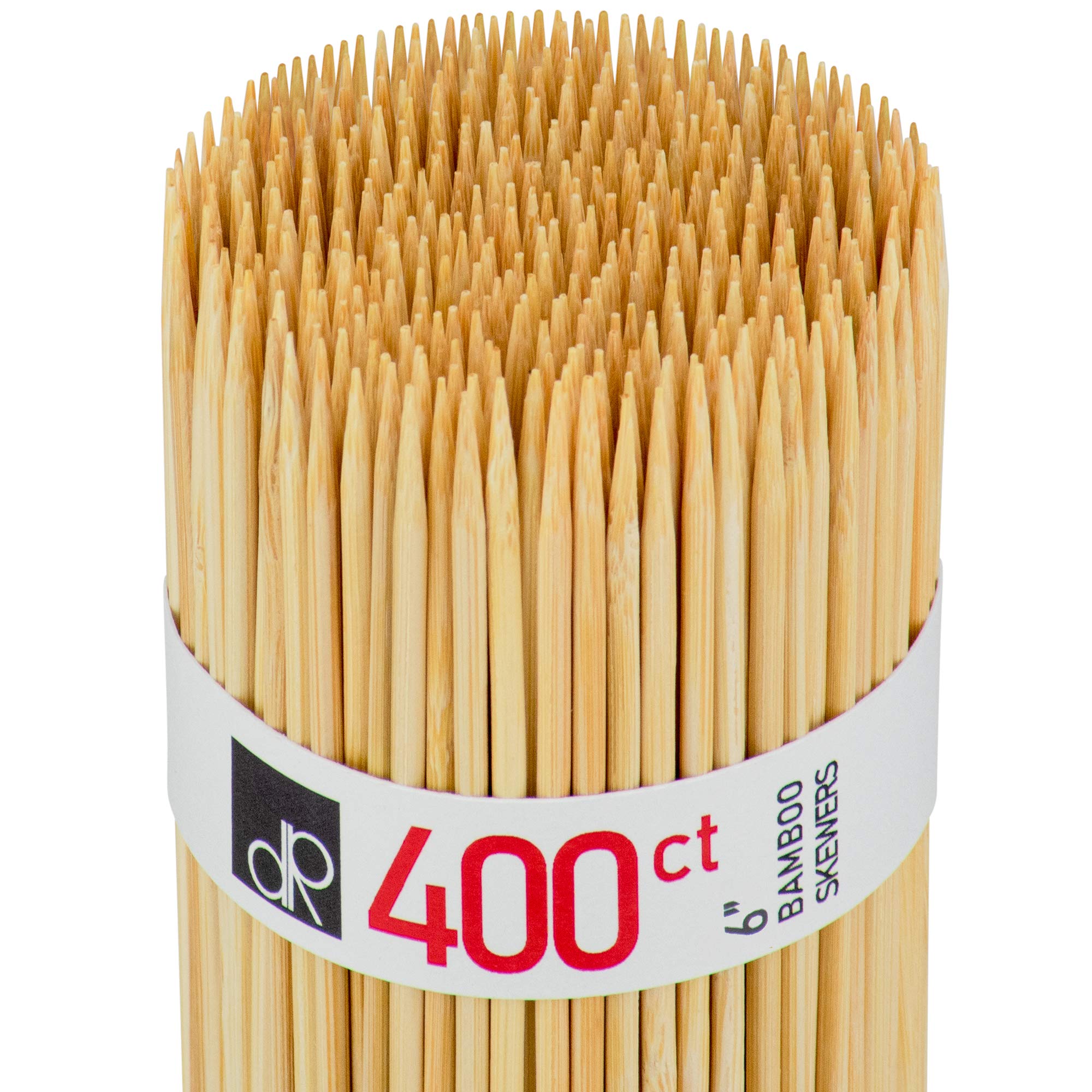 Decorrack Natural Bamboo Skewer Sticks, 400 Pack Of 6 Inch Organic Wooden Barbecue Kabob Skewers, Best For Grill, Bbq, Kebab, Ma
