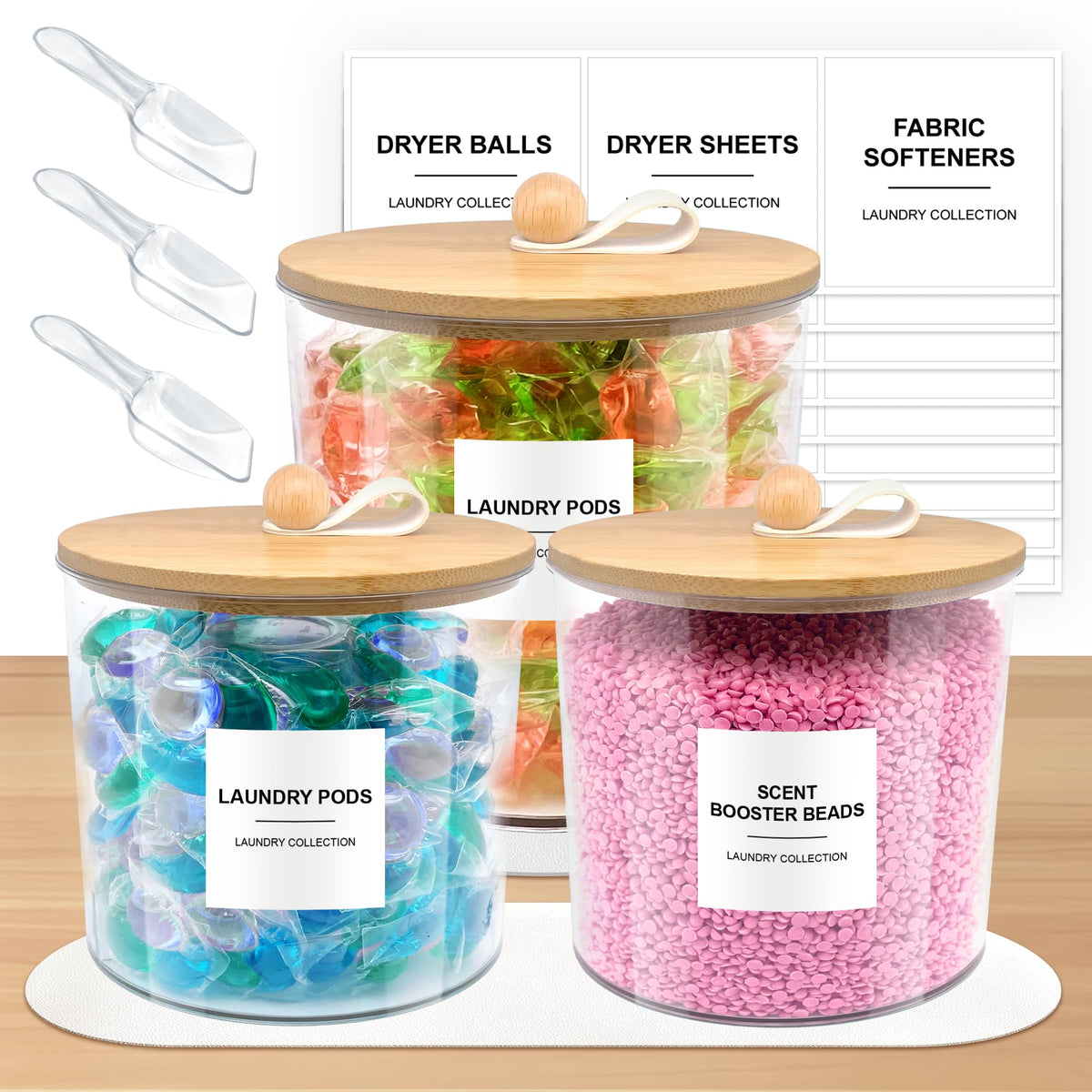 3 Pack Laundry Pods Container,Laundry Room Organization And Storage Jars,Laundry Detergent Container For Powder,Pods,Scent Boost