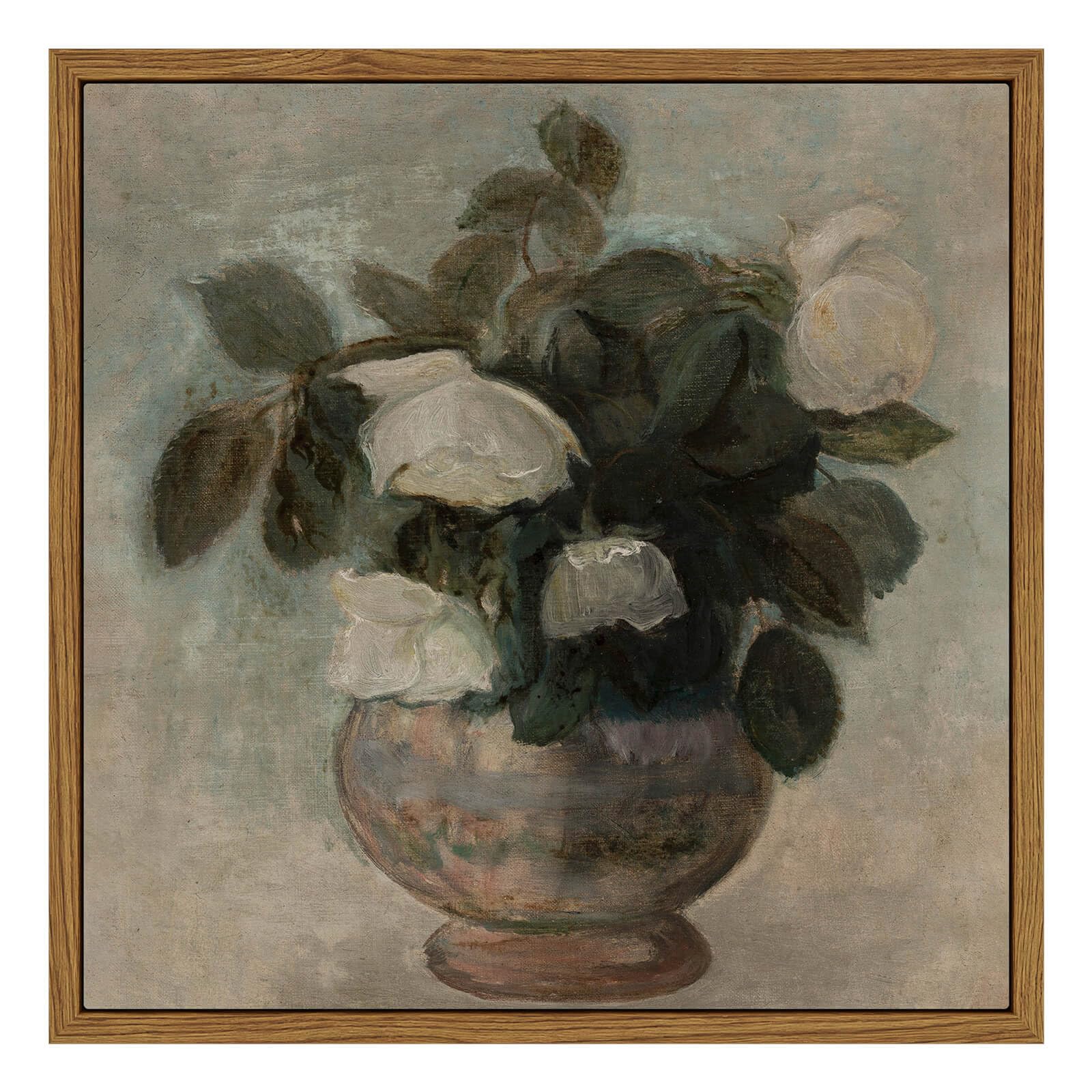 Insimsea Square Framed Canvas Wall Art, Flower Pictures Decor Flower In Vase Wall Painting, Pictures For Bedroom Bathroom Art Wa