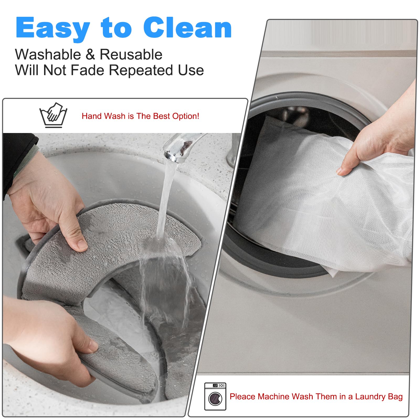 Soft Thicker Flannel Bathroom Toilet Seat Cover, 2 Pack Non Slip Warmer Comfortable Seat Cushions With Memory Foam, Easy Install