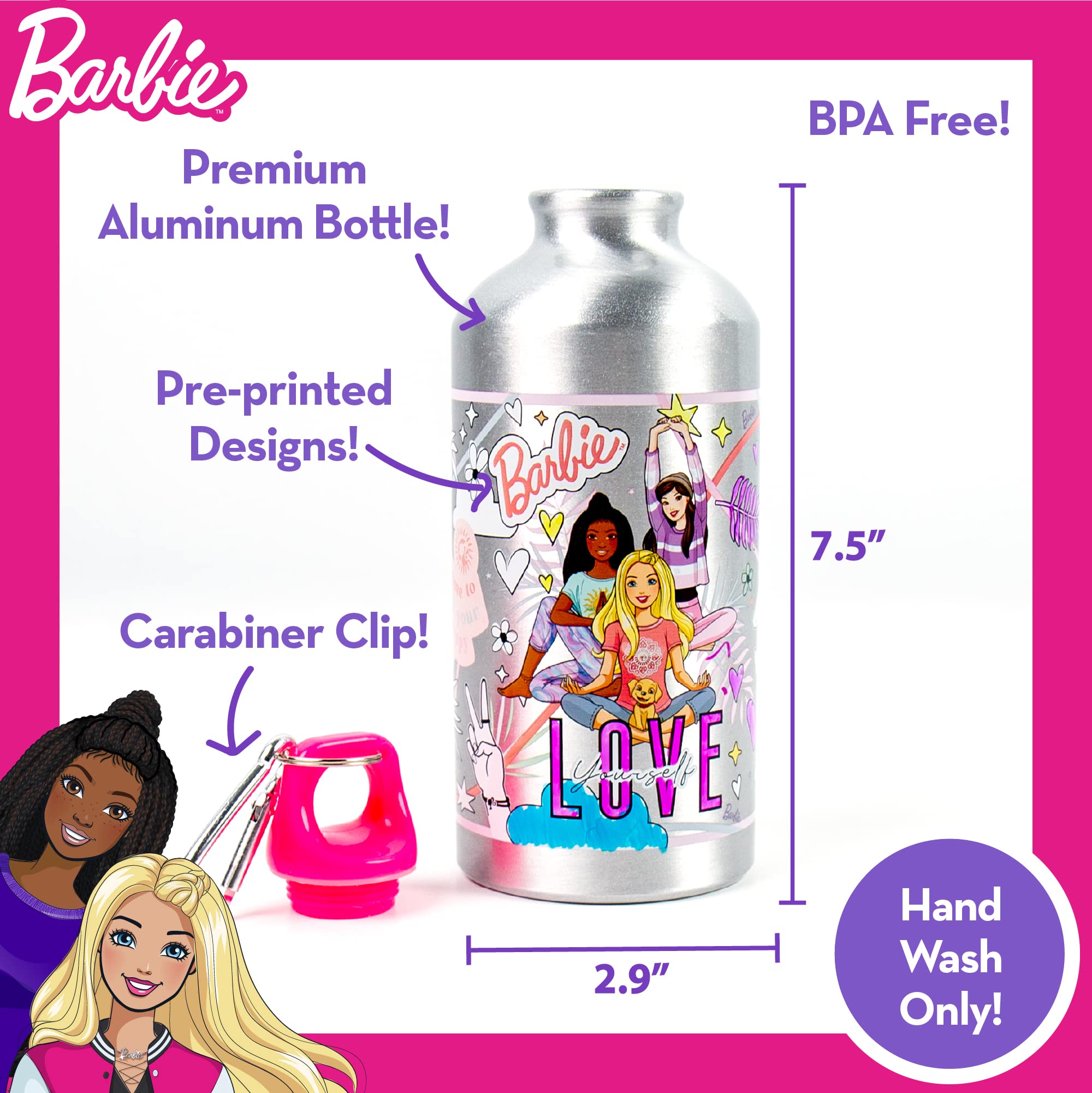 Barbie Color Your Own Water Bottle  Color Your Own Water Bottle  Great For Travel & Road Trips  Sports & School  Creative Gift Idea  Arts & Crafts Activity Kids Ages 6  7  8  9  10 Pink