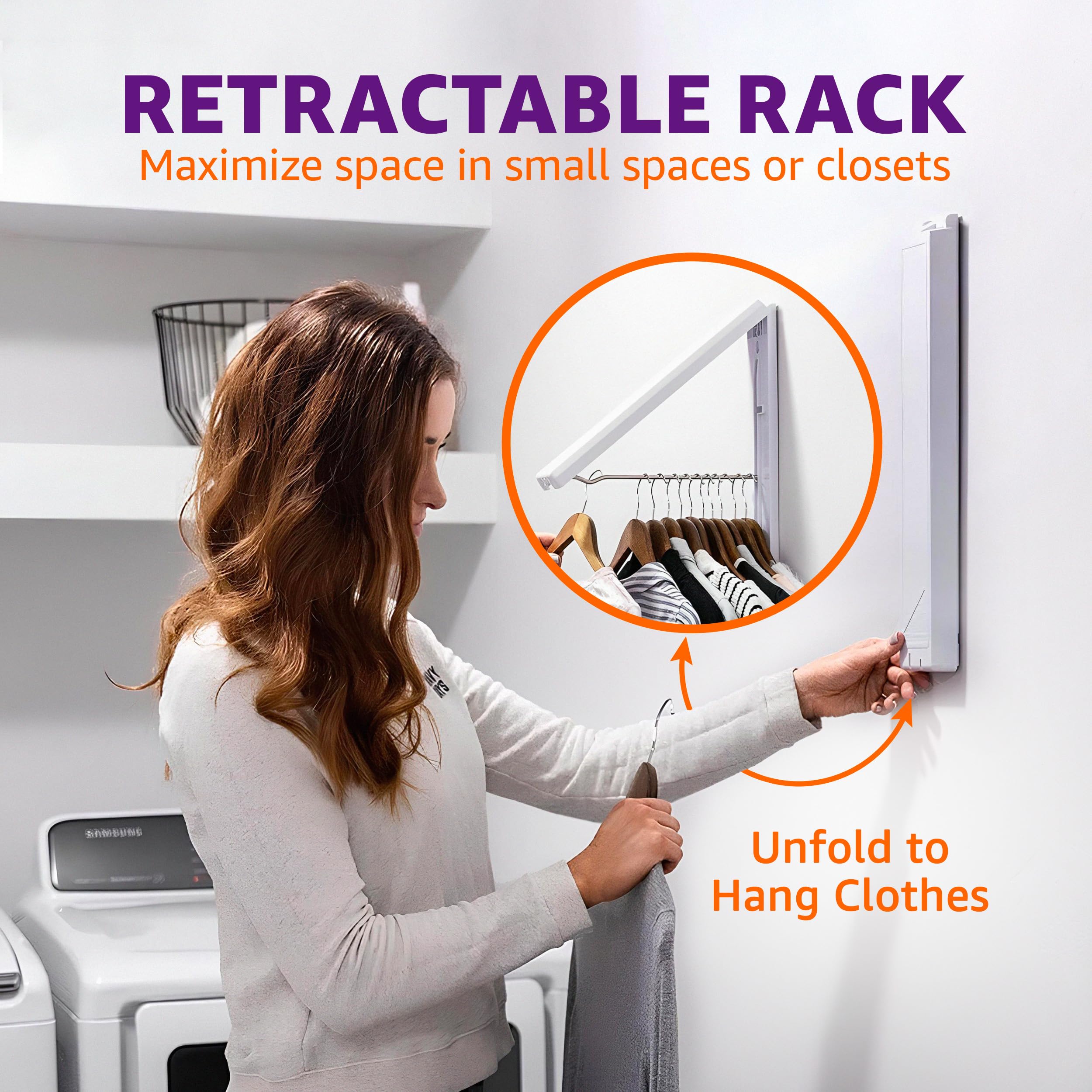 InstaHanger - The Original Foldable Clothes Drying Rack - Space Saving Laundry and Closet Organizer - 2 Pack Original Wall Mount