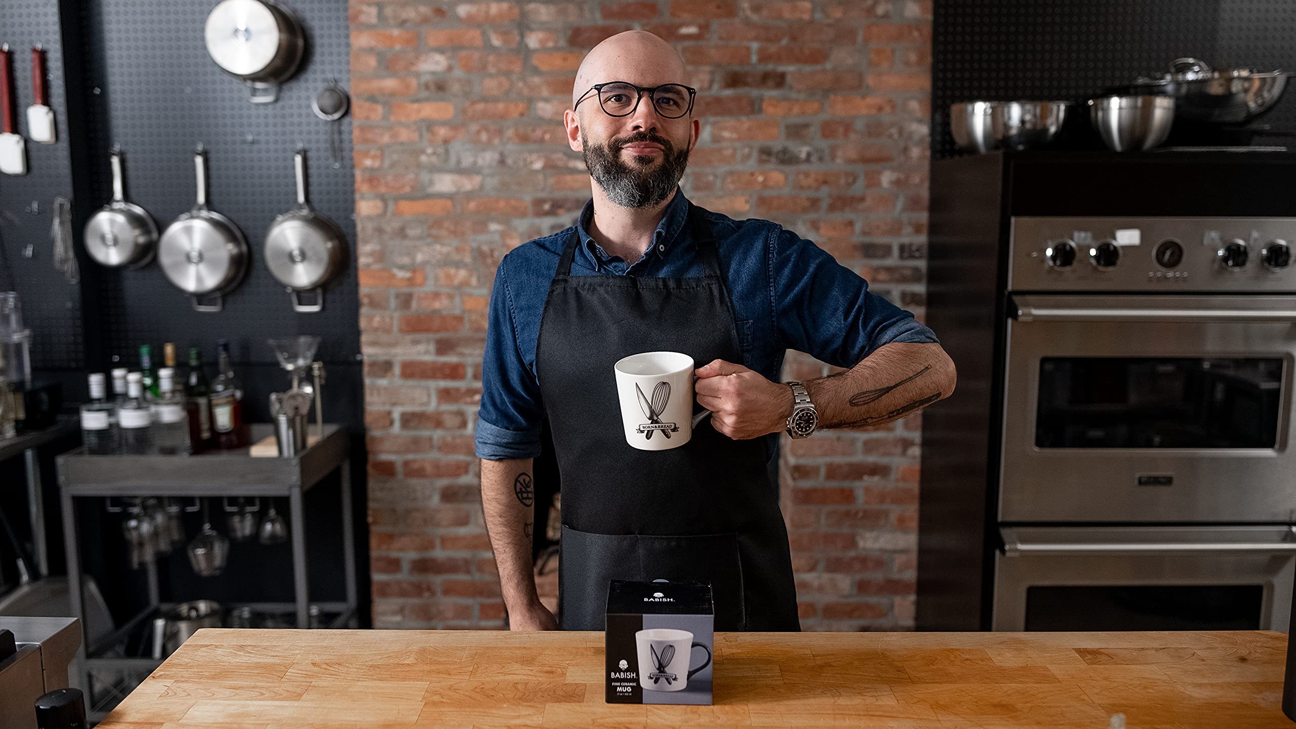 Babish Born and Bread Latte Tattoo Mug, 17oz