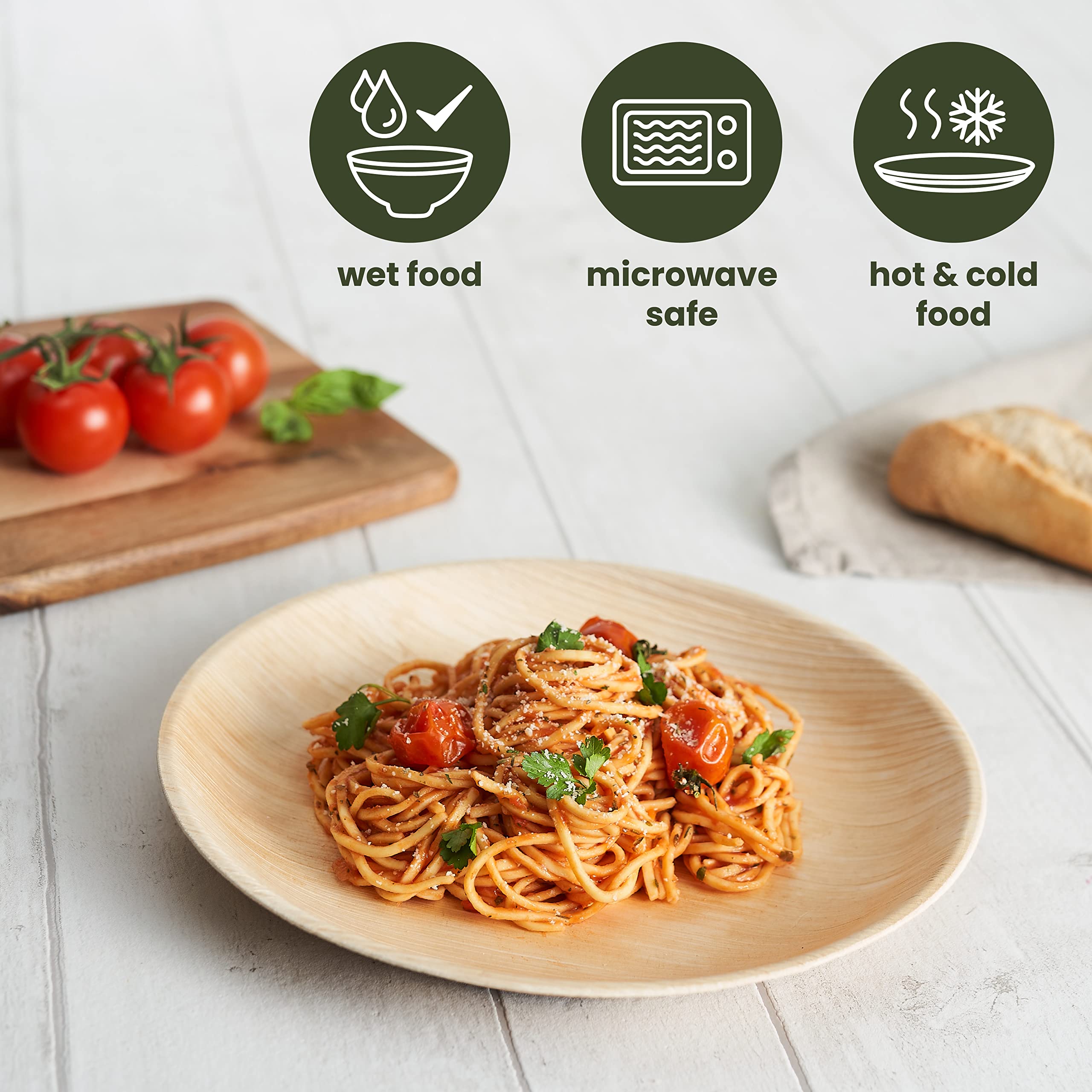 Pack Palm Leaf Plates Biodegradable, Disposable, Eco-Friendly Picnic & Outdoor Tableware, Microwave Safe (10'' Round)