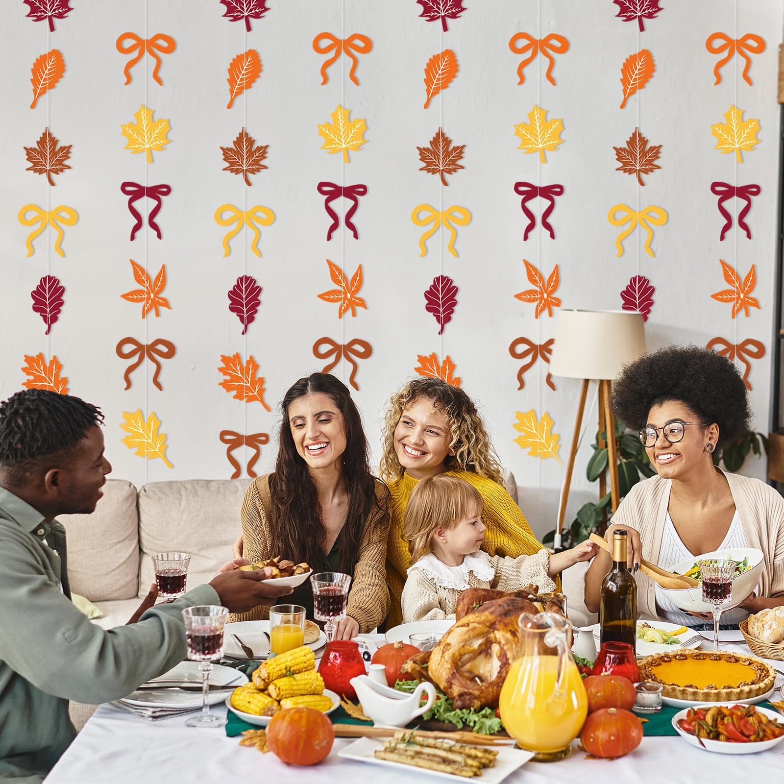 TaoBary 8 Pack Thanksgiving Fall Maple Leaves Garland Banner for Thanksgiving Mantle Decorations Autumn Home Farmhouse Decor Map