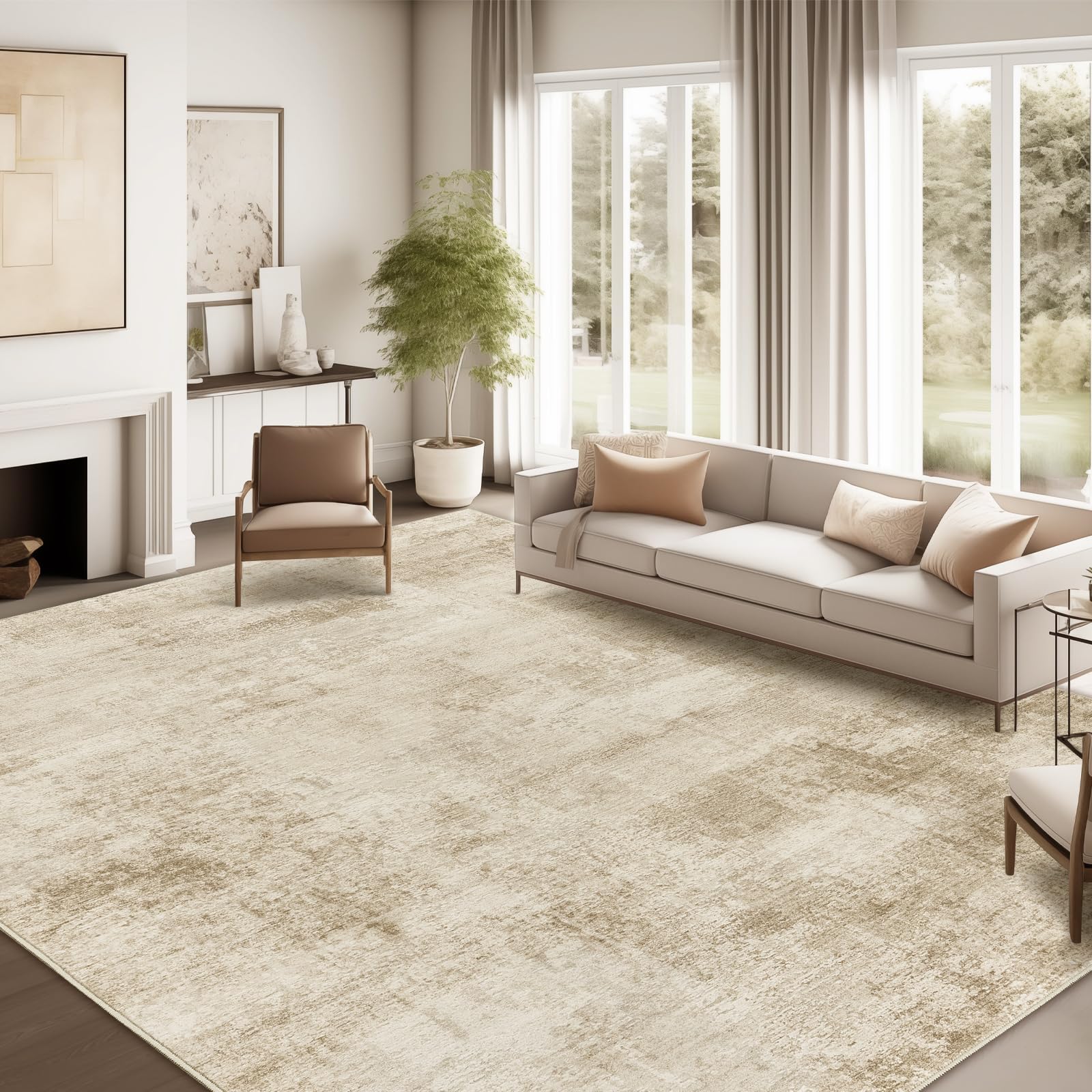 zesthome Washable Area Rug 6x9, Large Abstract Rugs for Living Room, Non-Slip Stain Resistant Rugs, 6x9 Area Rugs for Bedroom, D