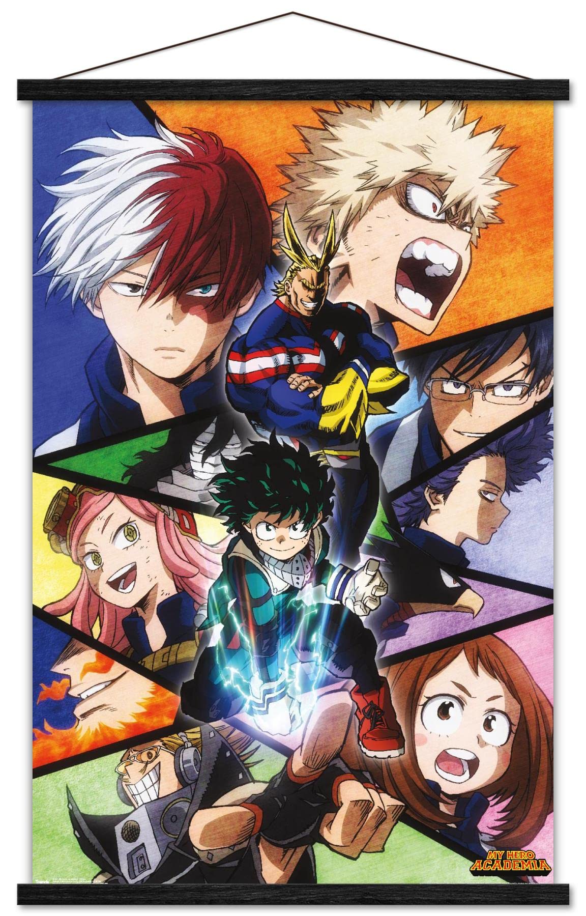 Trends International My Hero Academia - Faces Wall Poster, 22.37'' X 34.00'', Premium Print And Black Hanger Bundle