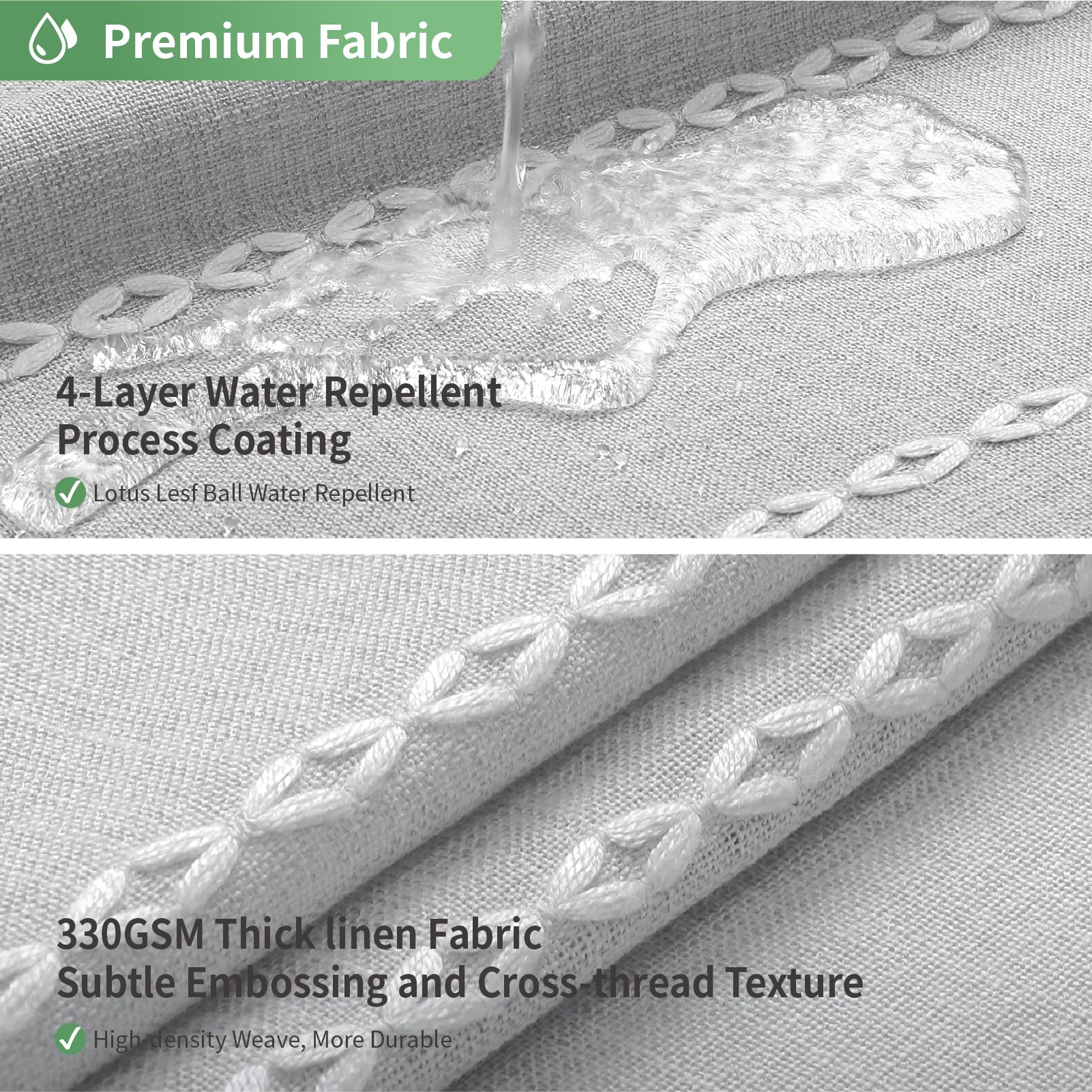 Eachope Grey Farmhouse No Hook Shower Curtain Set With Snap-In Fabric Liner,Boho Heavy-Duty Linen Textured Rustic Striped Design
