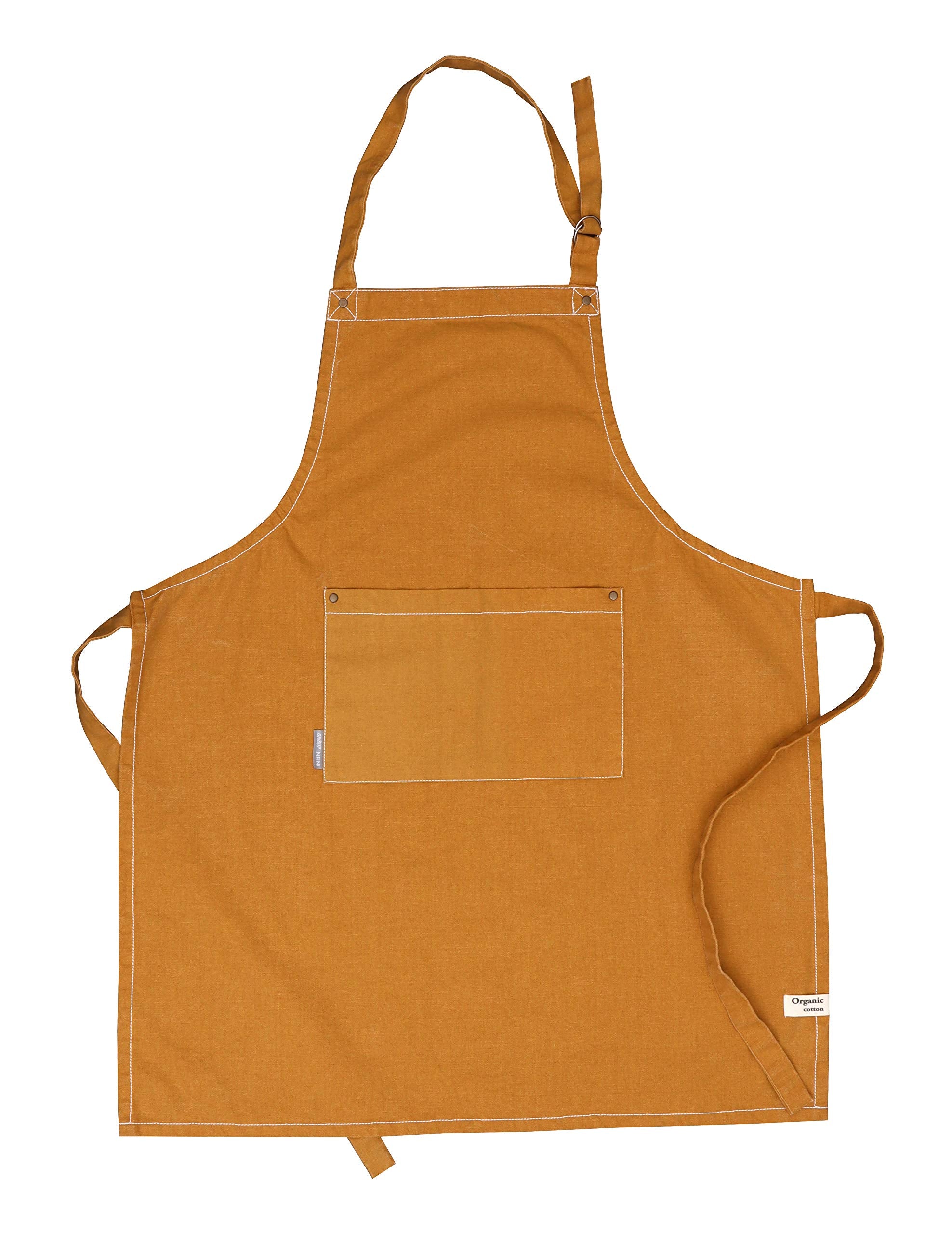 Amour Infini Washed Apron | 27.5 X 33 Inches| 100% Natural Cotton | Womens Apron For Cooking, Baking, Gardening | Convenient Poc