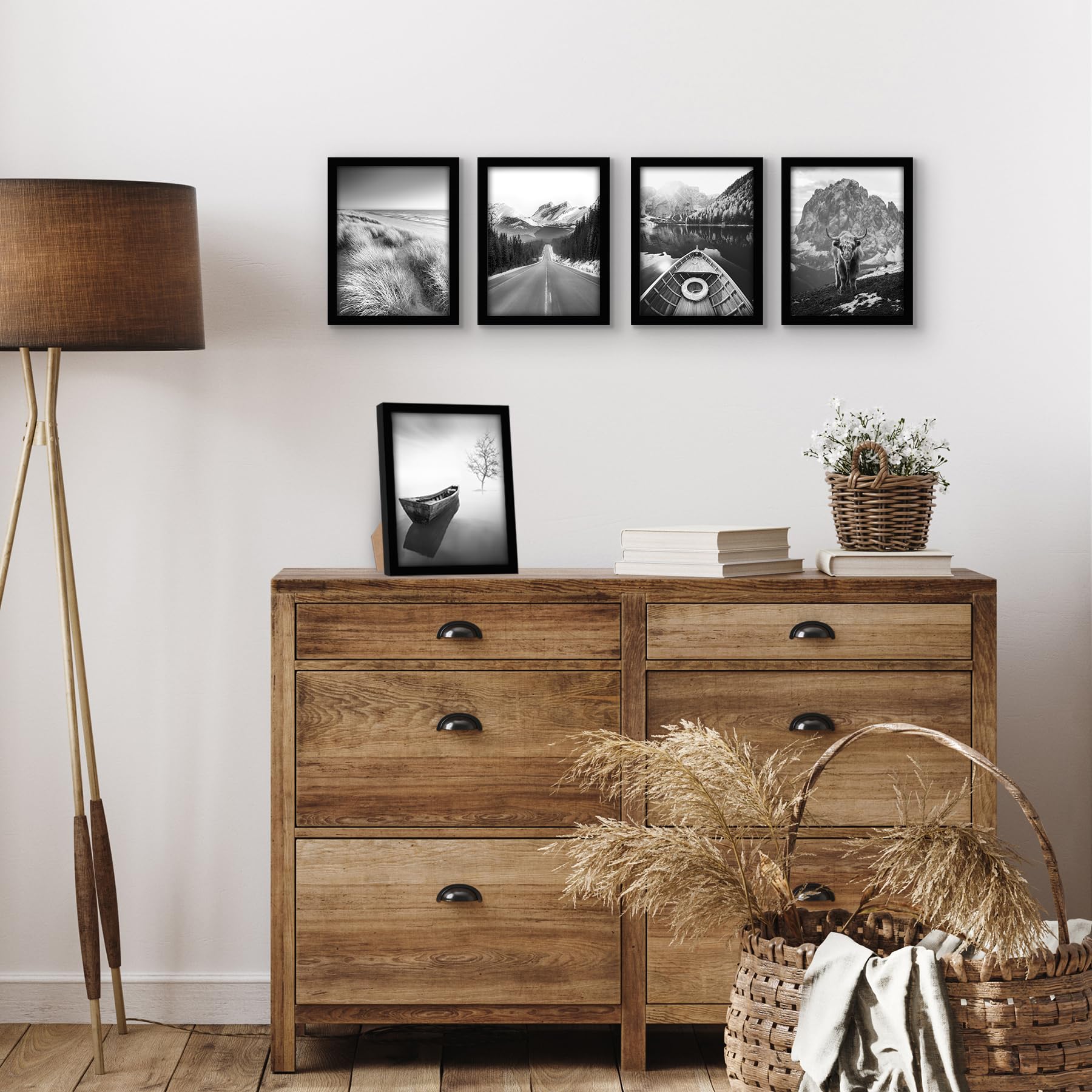 Americanflat 6x8 Picture Frame with Polished Plexiglass - Set of 5 - Galleria Collection - Picture Frames for Tabletop and Wall