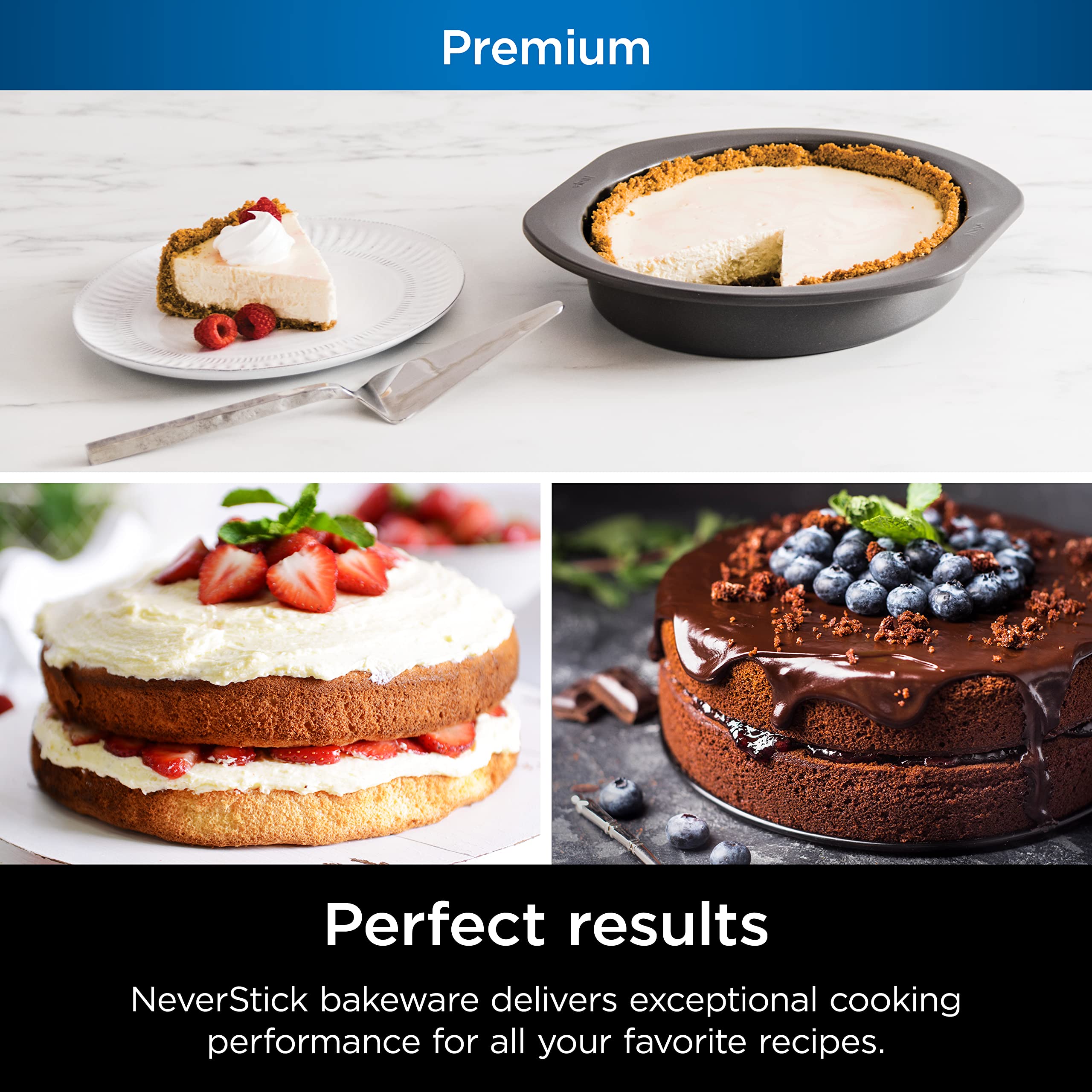 Ninja B30309 Foodi Neverstick Premium 9 Inch Round Cake Pan, Nonstick, Oven Safe Up To 500F, Dishwasher Safe, Grey