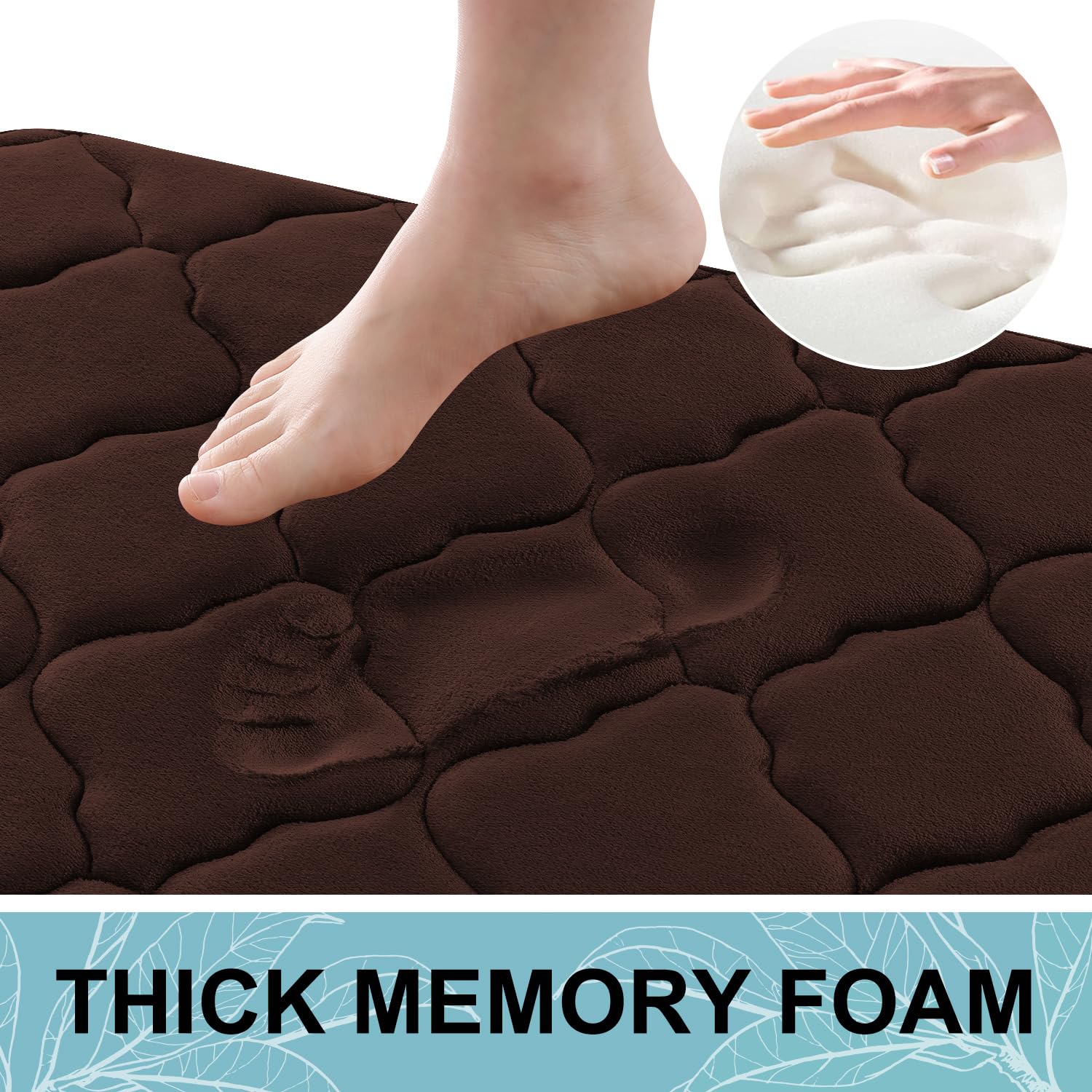 OLANLY Memory Foam Bath Mat Rug 59x20  Ultra Soft Non Slip and Absorbent Bathroom Rug  Machine Wash Dry  Comfortable  Thick Bath Rug Carpet for Bathroom Floor  Tub and Shower  Brown