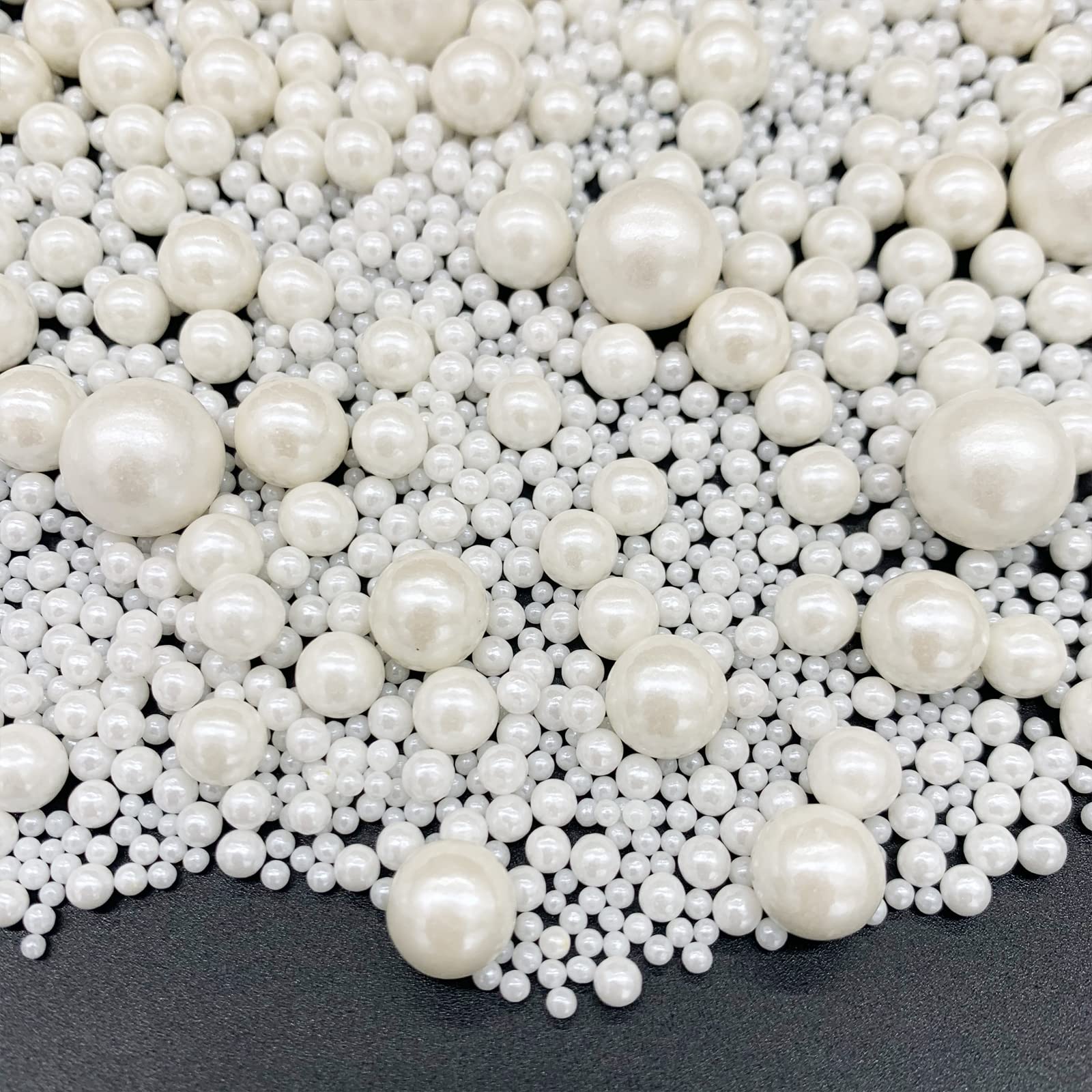 Weraru Edible White Pearl Sugar Sprinkles Candy Mixing Size Baking Edible Cake Decorations Cupcake Toppers Cookie Decorating Cel