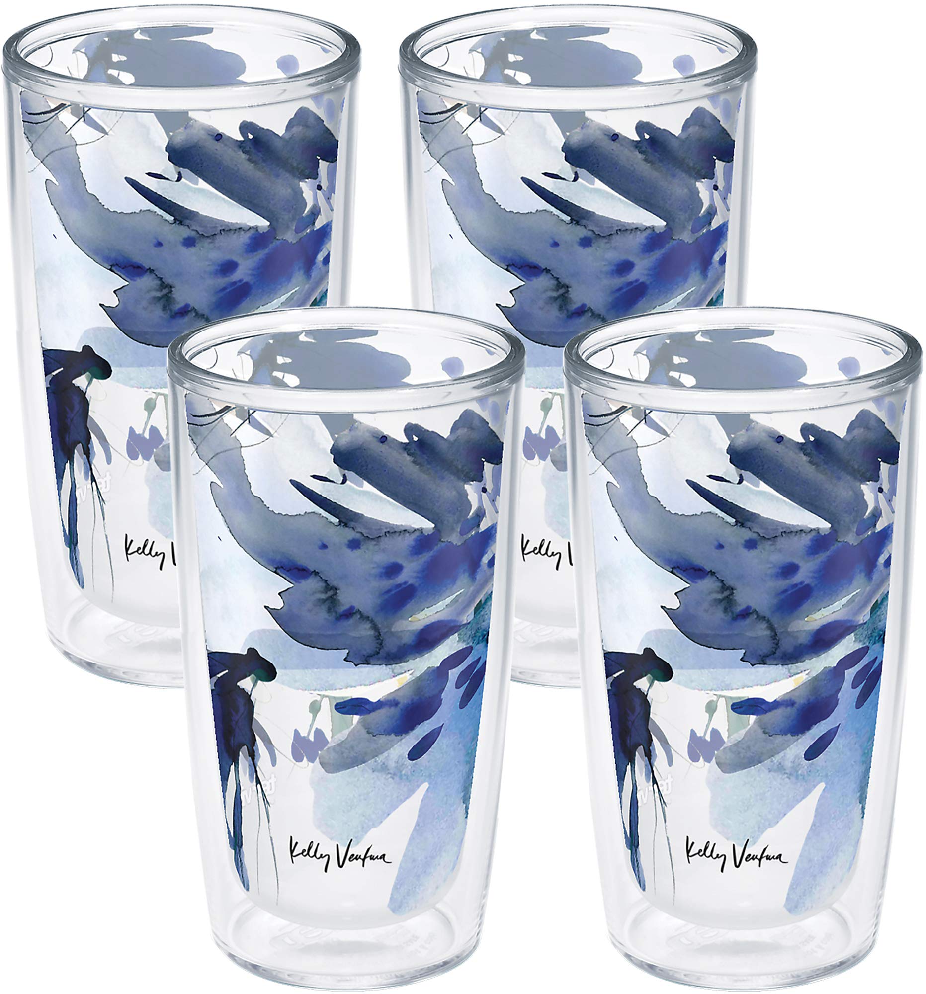 Tervis Plastic Made in USA Double Walled Kelly Ventura Insulated Tumbler Cup Keeps Drinks Cold & Hot, 16oz 4pk, Hillside