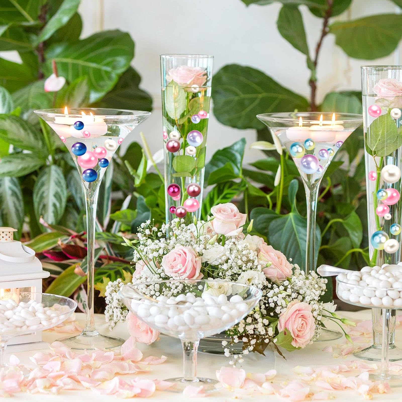 TMCLHXYNF 150Pieces Floating NO Hole Pearls for Vases,Makeup Beads,Highlight Faux Deep Purple Floating Candle Beads Vase Fillers