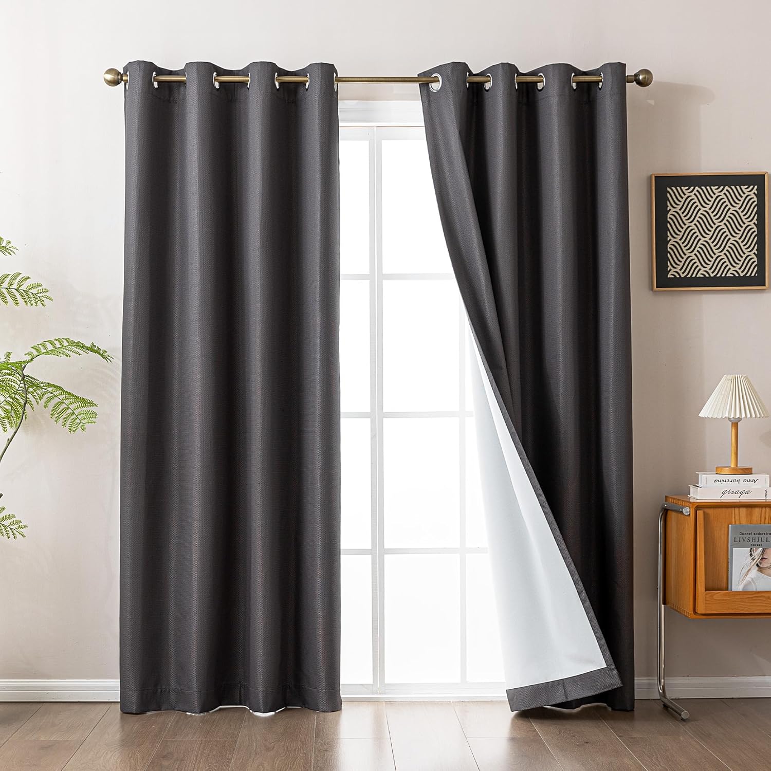 Printed Modern Farmhouse Blackout Curtains for living Room - Dark Gray