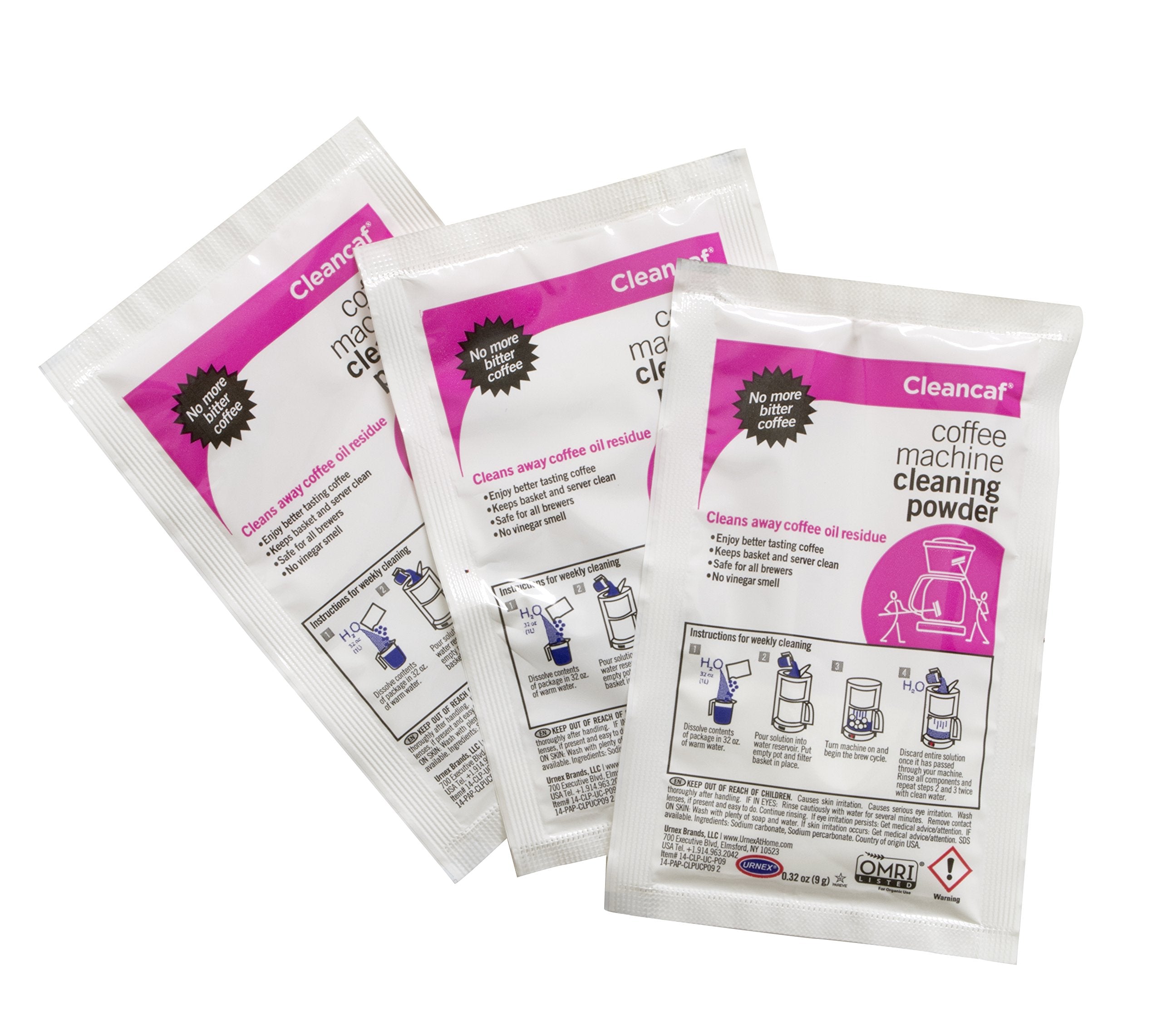 Urnex Coffee Maker And Espresso Machine Cleaner Cleancaf Powder - 3 Packets - Safe On Keurig Delonghi Nespresso Ninja Hamilton B