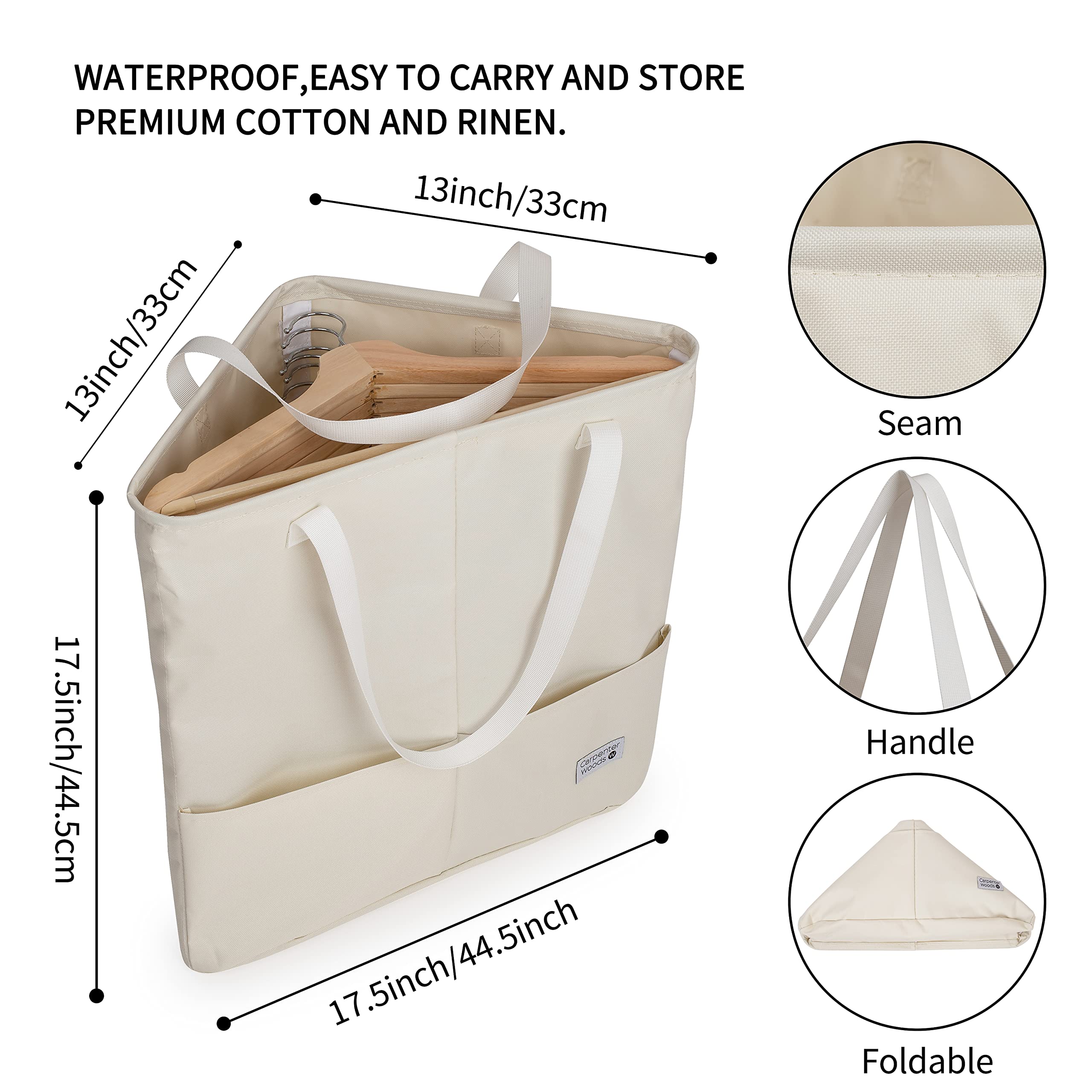 Carpenter Woods Clothes Hanger Organizer Bag with Handles (Beige White)