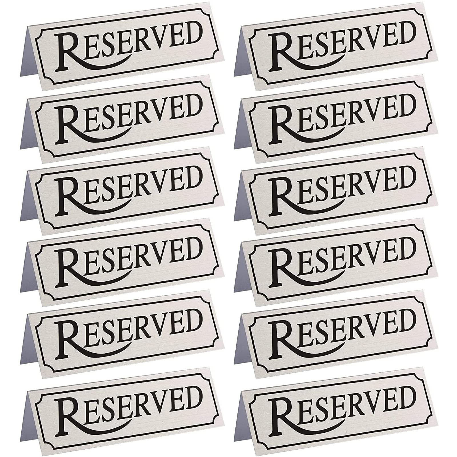 12-Pack Small Metal Reserved Table Signs For Restaurants, Dinner Parties, Bridal Showers, And Wedding Banquets, Anniversaries, E