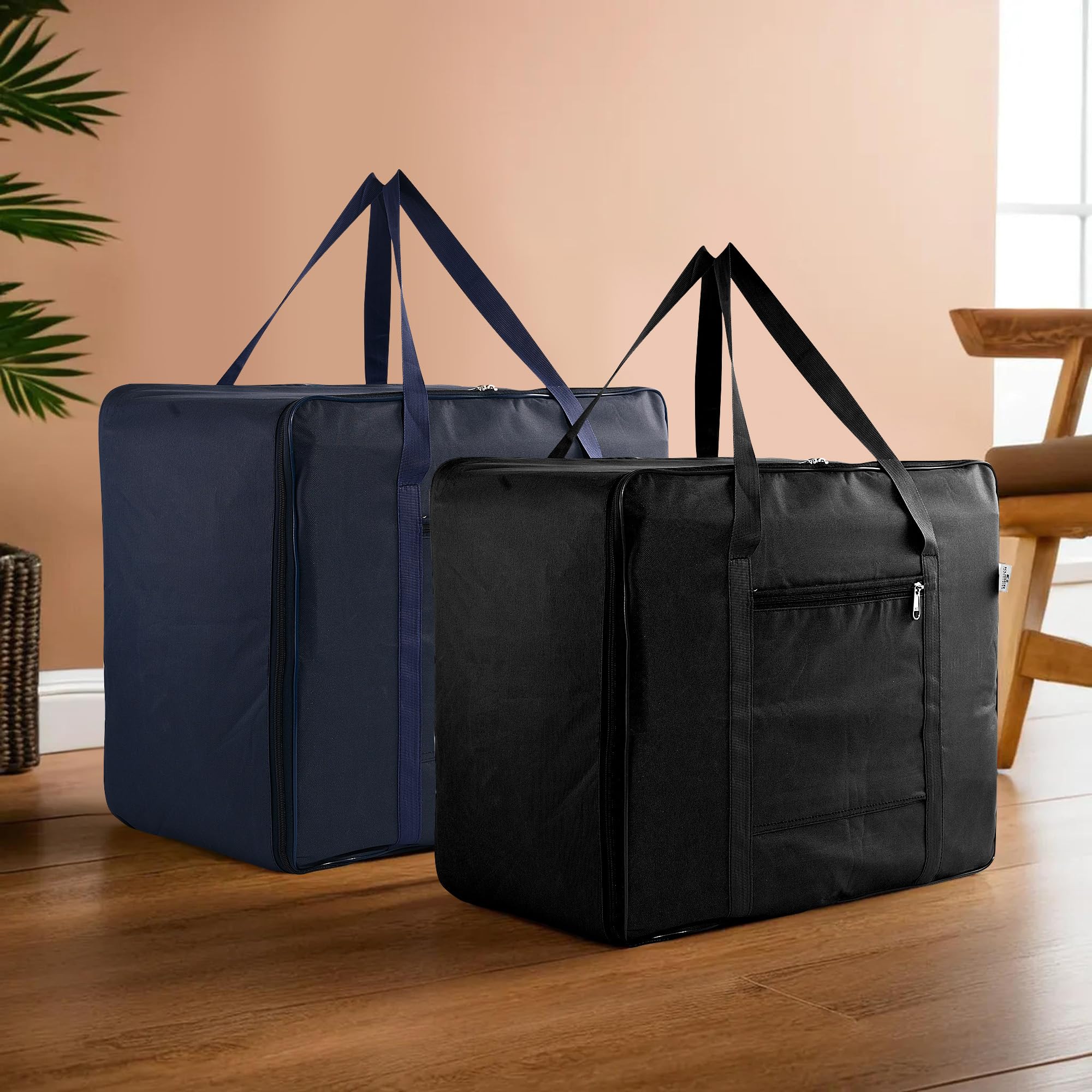 Heart Home Set Of 2 Storage Bag | Clothes Storage Bag | Rexine Underbed Storage Bag | Wardrobe Organizer For BlanketComforters 