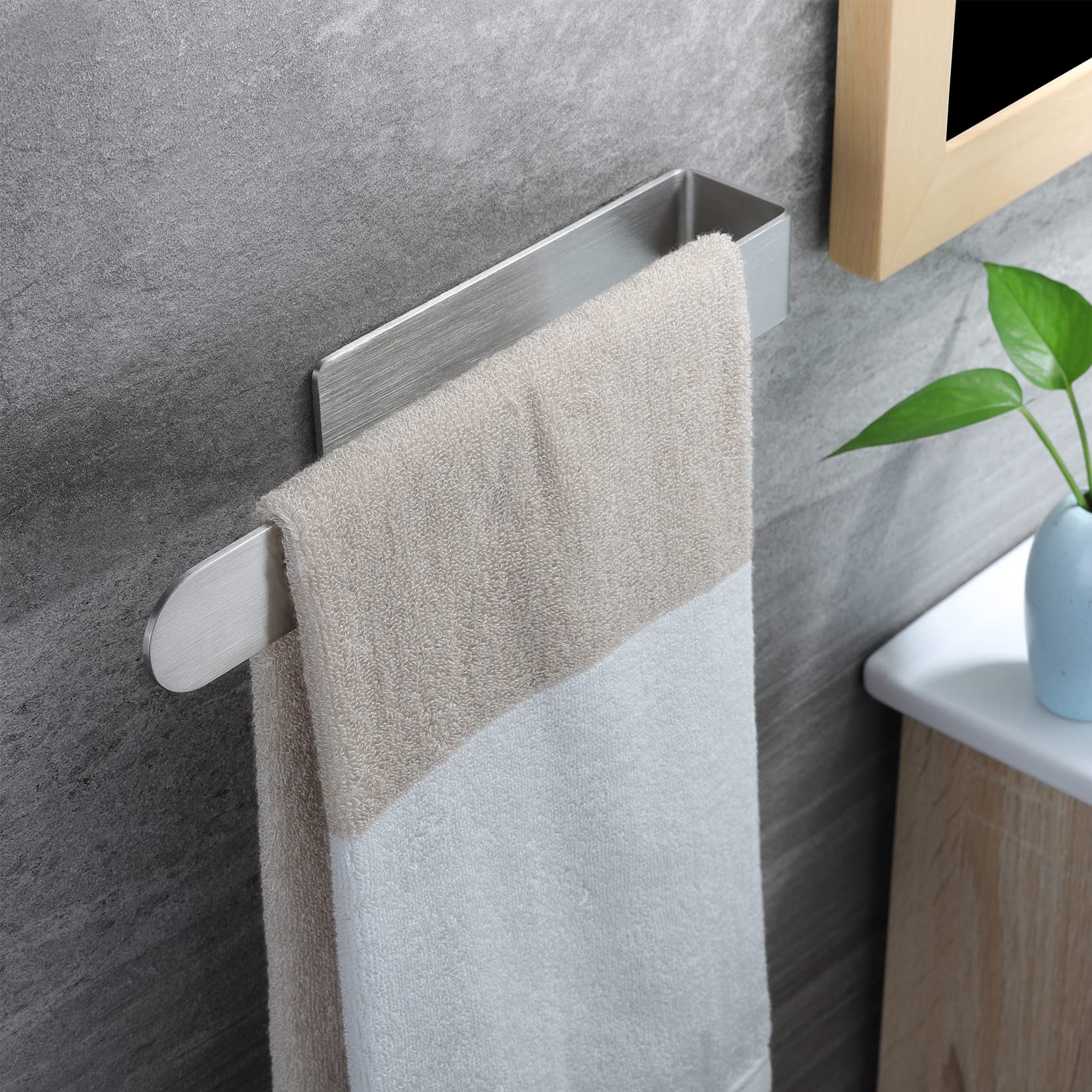Taozun Towel Holder 11.8 Inch Brushed Hand Towel Rack Bathroom Towel Bar Adhesive Towel Ring Stainless Steel Hand Towel Hanger,