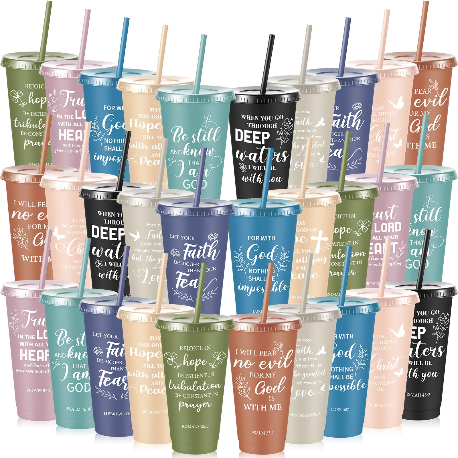 Uiifan 30 Pcs Christian Gifts Cups Bulk for Women, Morandi Color, Bible