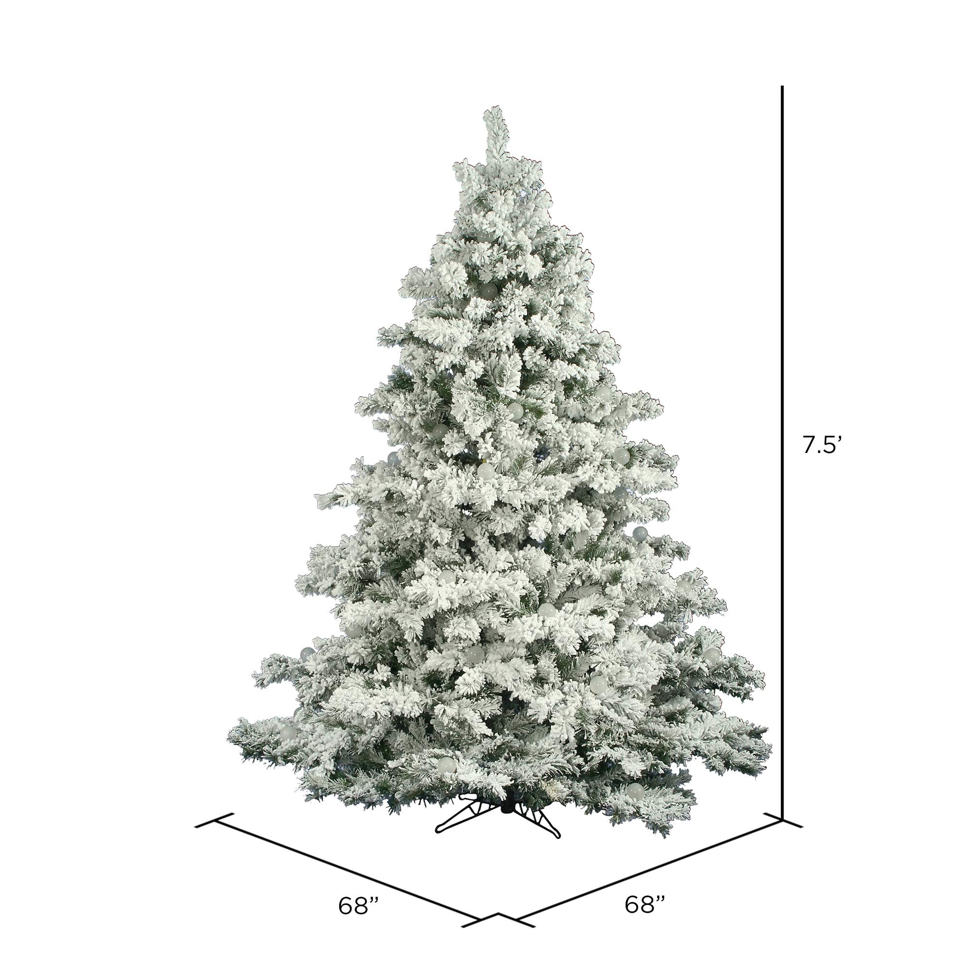 Vickerman Flocked Alaskan Pine Tree with 1495 Tips, 7.5-Feet by 68-Inch, Green, A806375