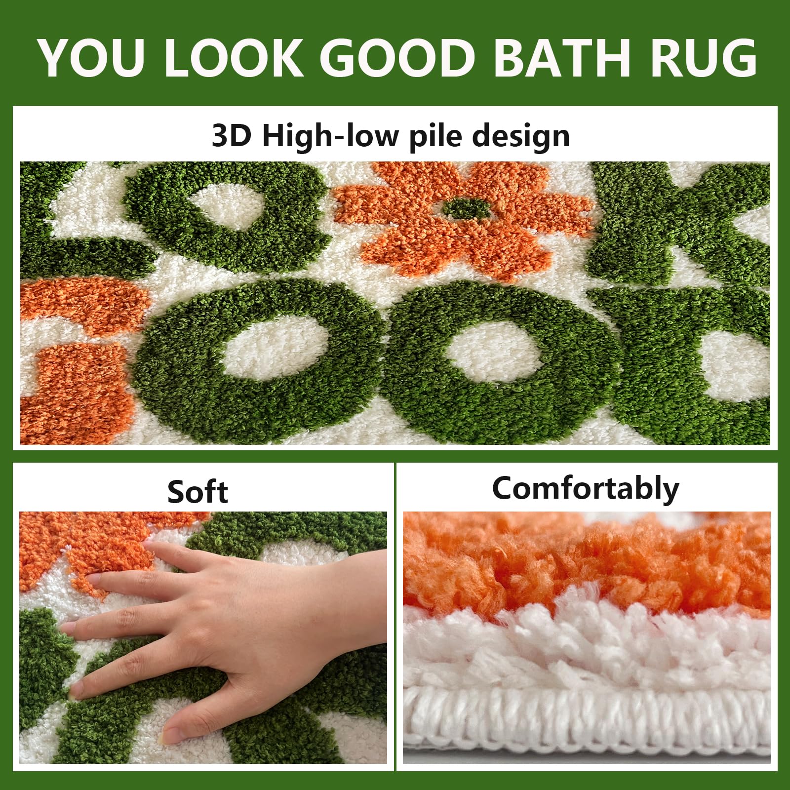 Twwde Aug You Look Good Bath Rug, Fun Bathroom Rug,Green Bathroom Rugs Cool Rugs For Bedroom Non Slip Microfiber Plush Cool Rugs